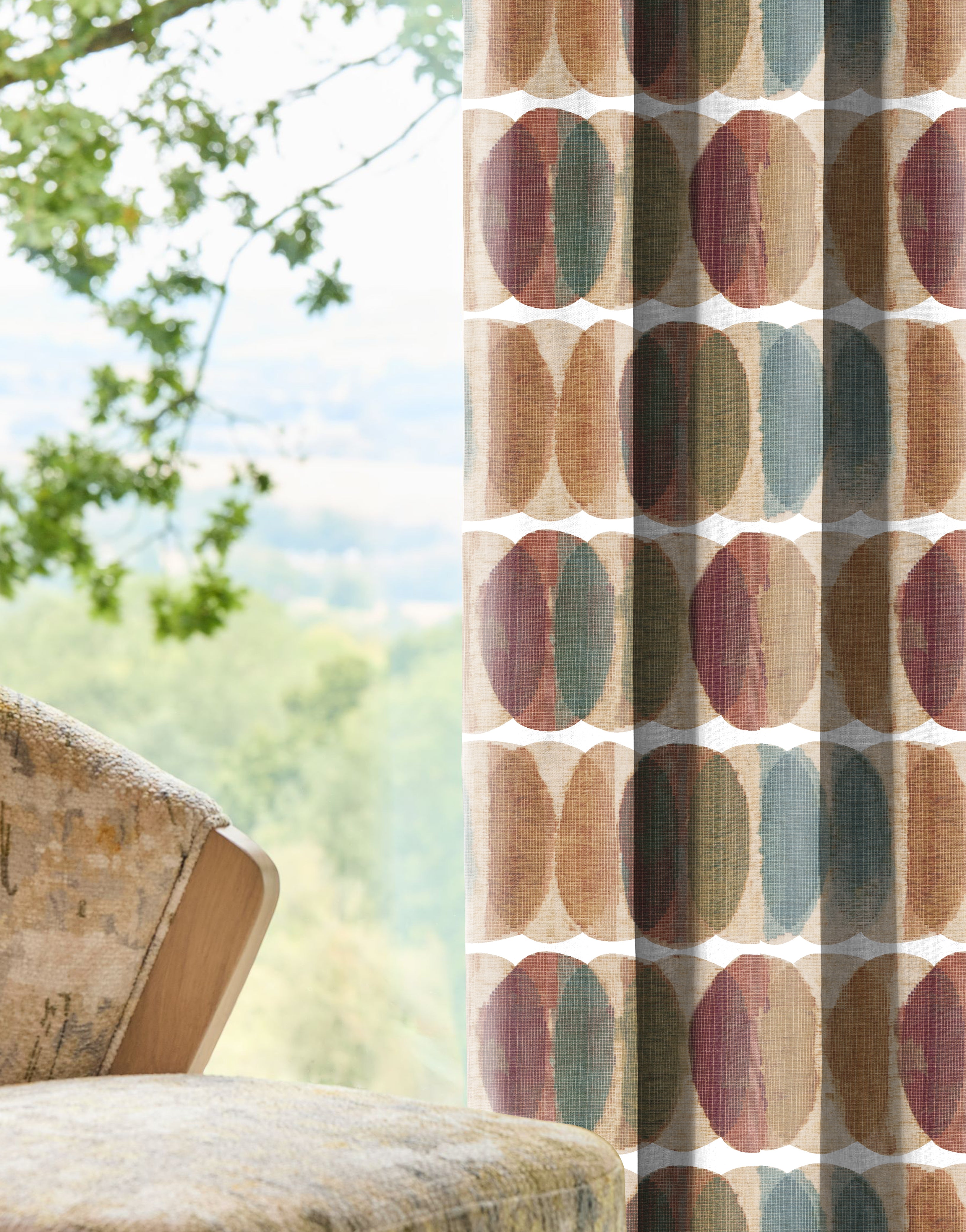 ELMORE MATTY ORANGE PRINTED ROOM DARKENER CURTAIN