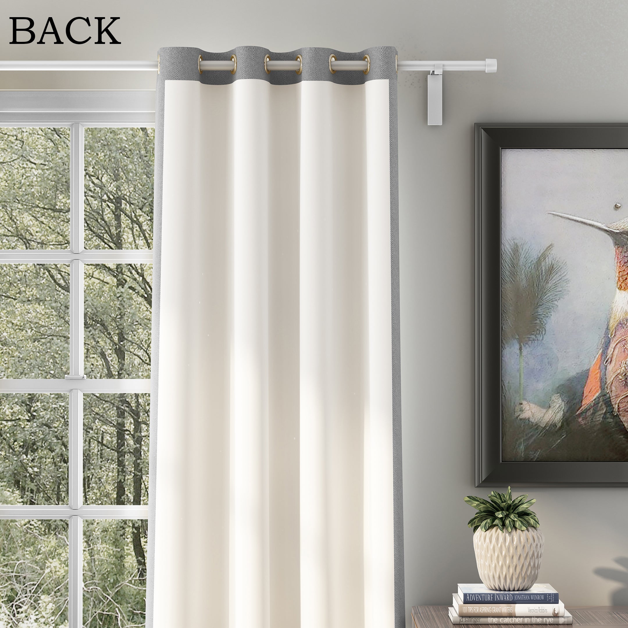 HERRINGBONE GREY PRINTED BLACKOUT CURTAINS