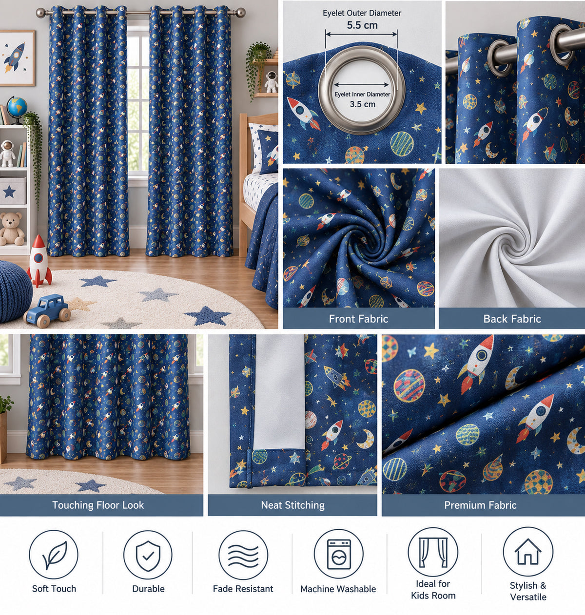 Galaxy Adventure Printed Curtain