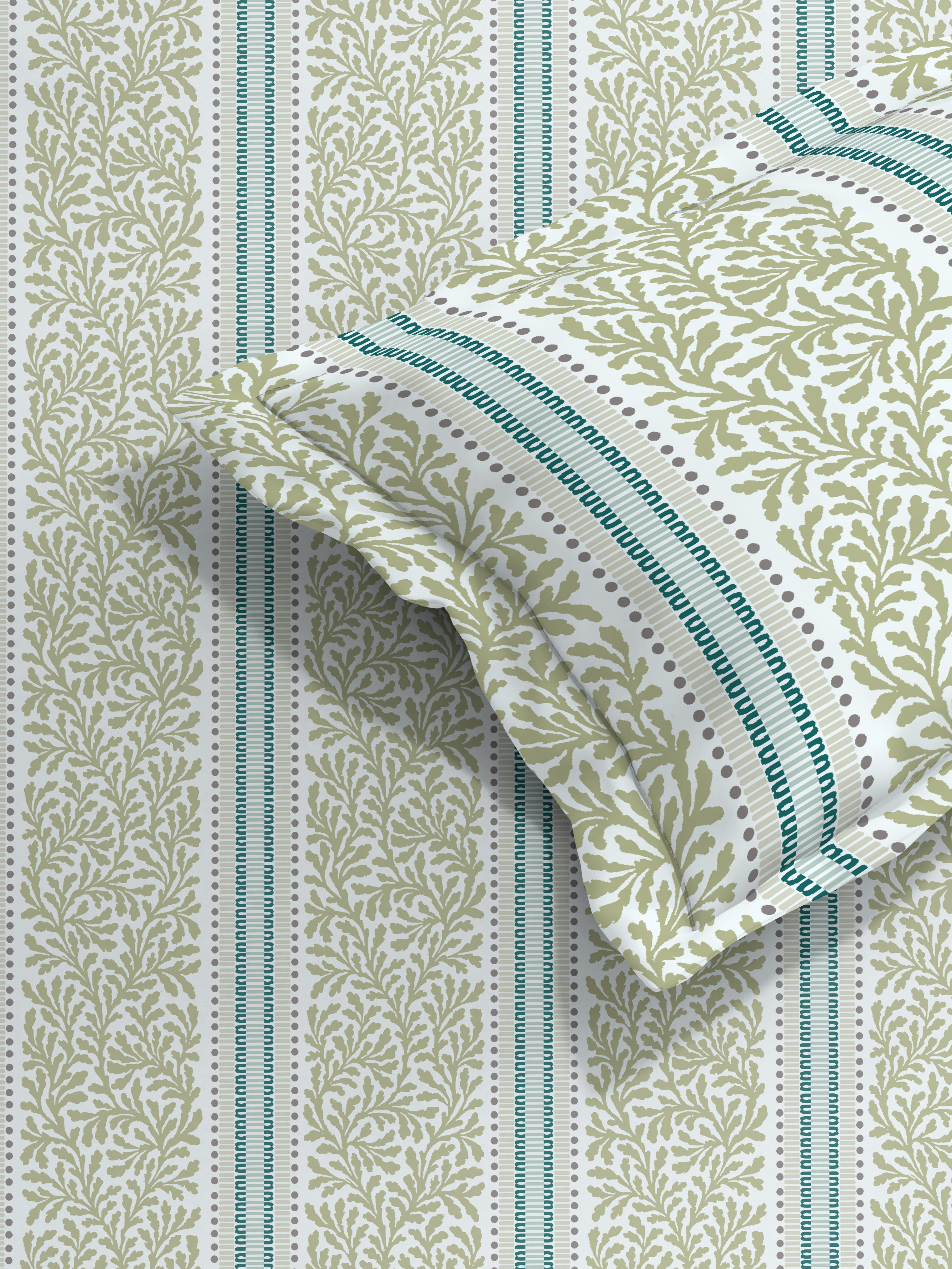 TORONTO LIGHTGREEN COTTON BEDSHEET WITH PILLOWCOVER