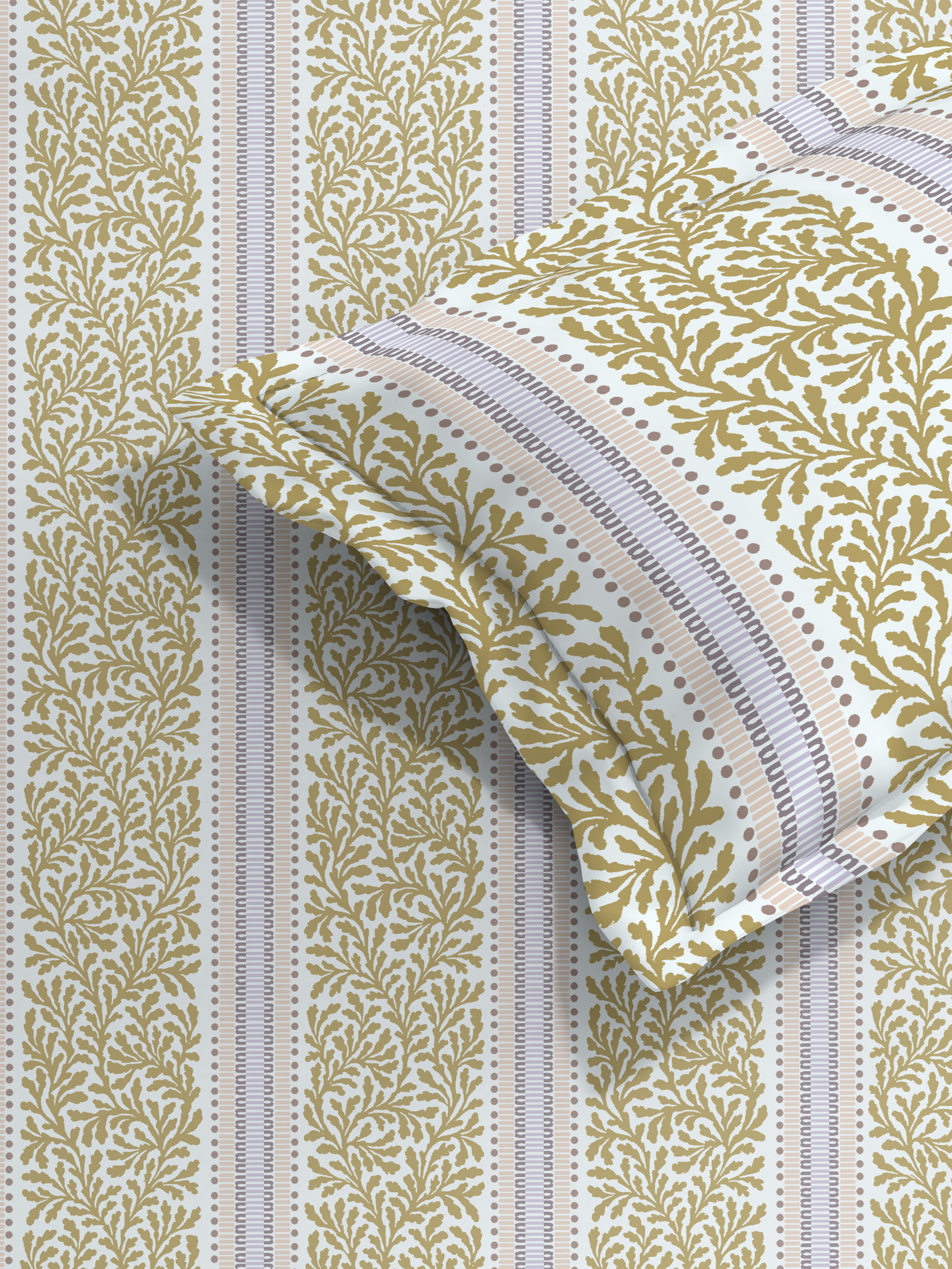 TORONTO GOLD COTTON BEDSHEET WITH PILLOWCOVER
