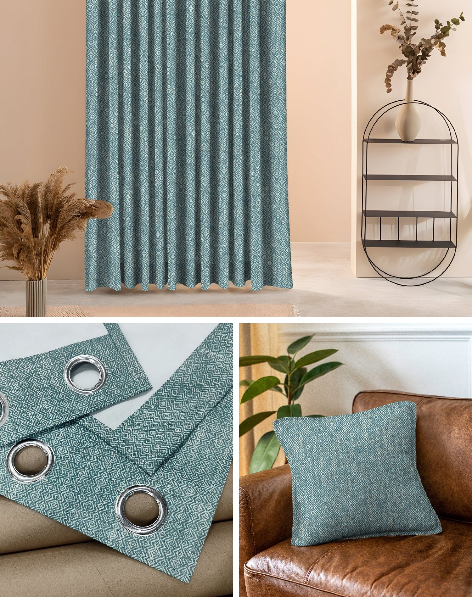 KOVO SEA GREEN DIGITAL PRINTED DIMOUT/100% BLACKOUT CURTAINS