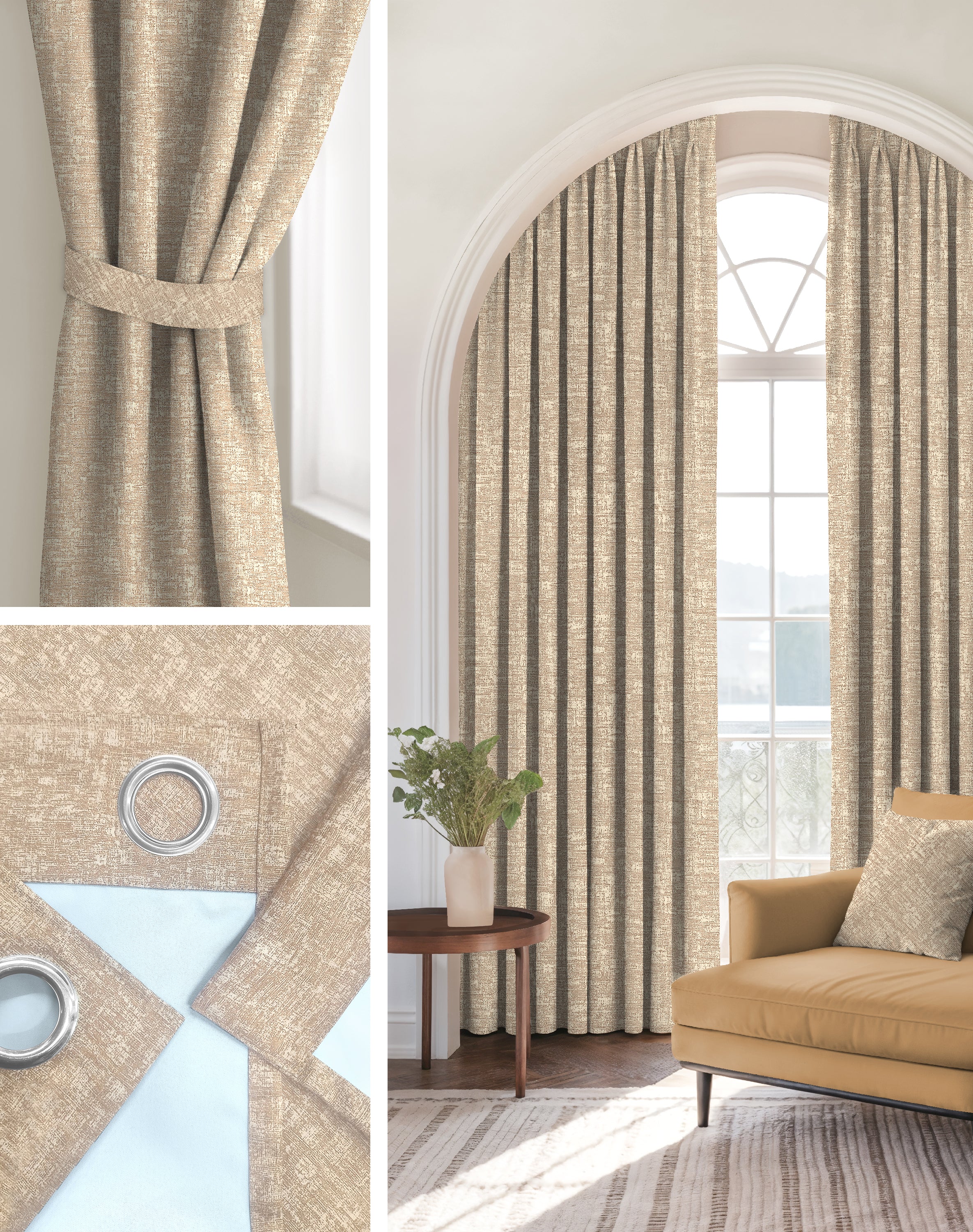 LIVA LIGHT BROWN DIGITAL PRINTED BLACKOUT CURTAINS