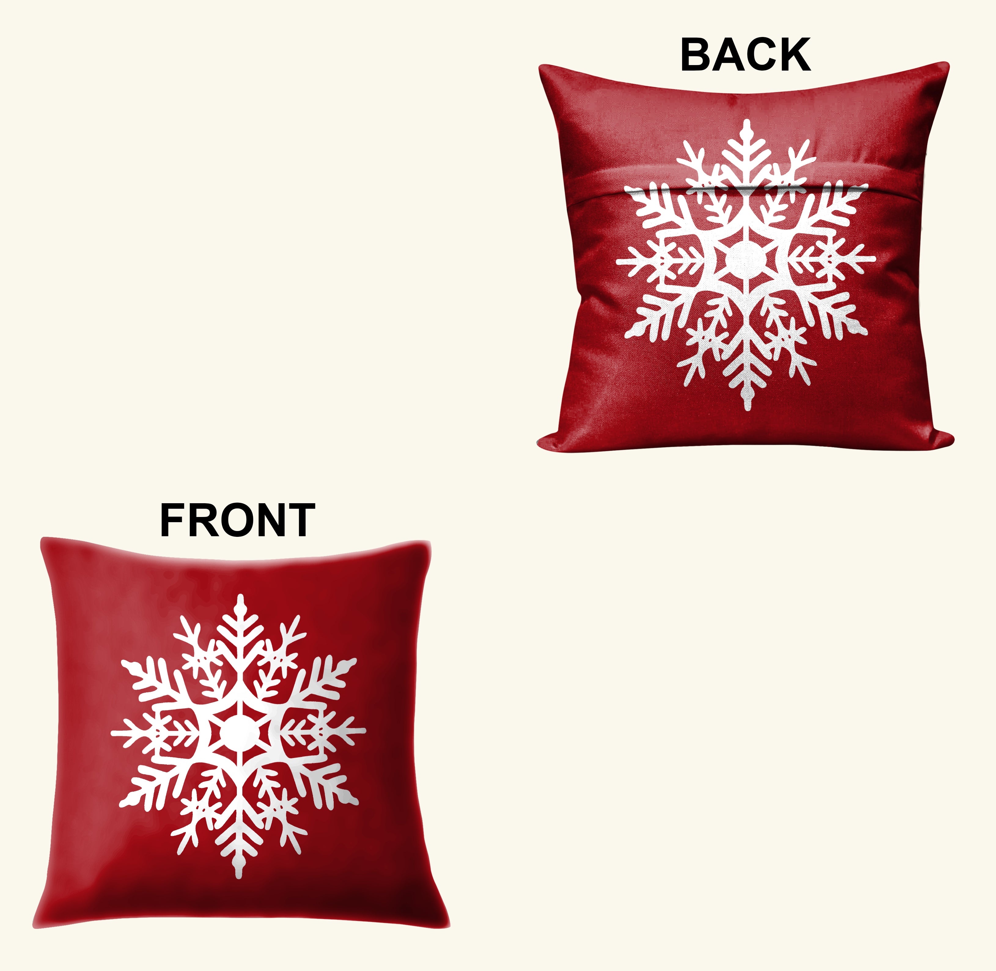 CHRISTMAS SNOWFLAKE BOLD RED CUSHION COVER (Pack of 2)