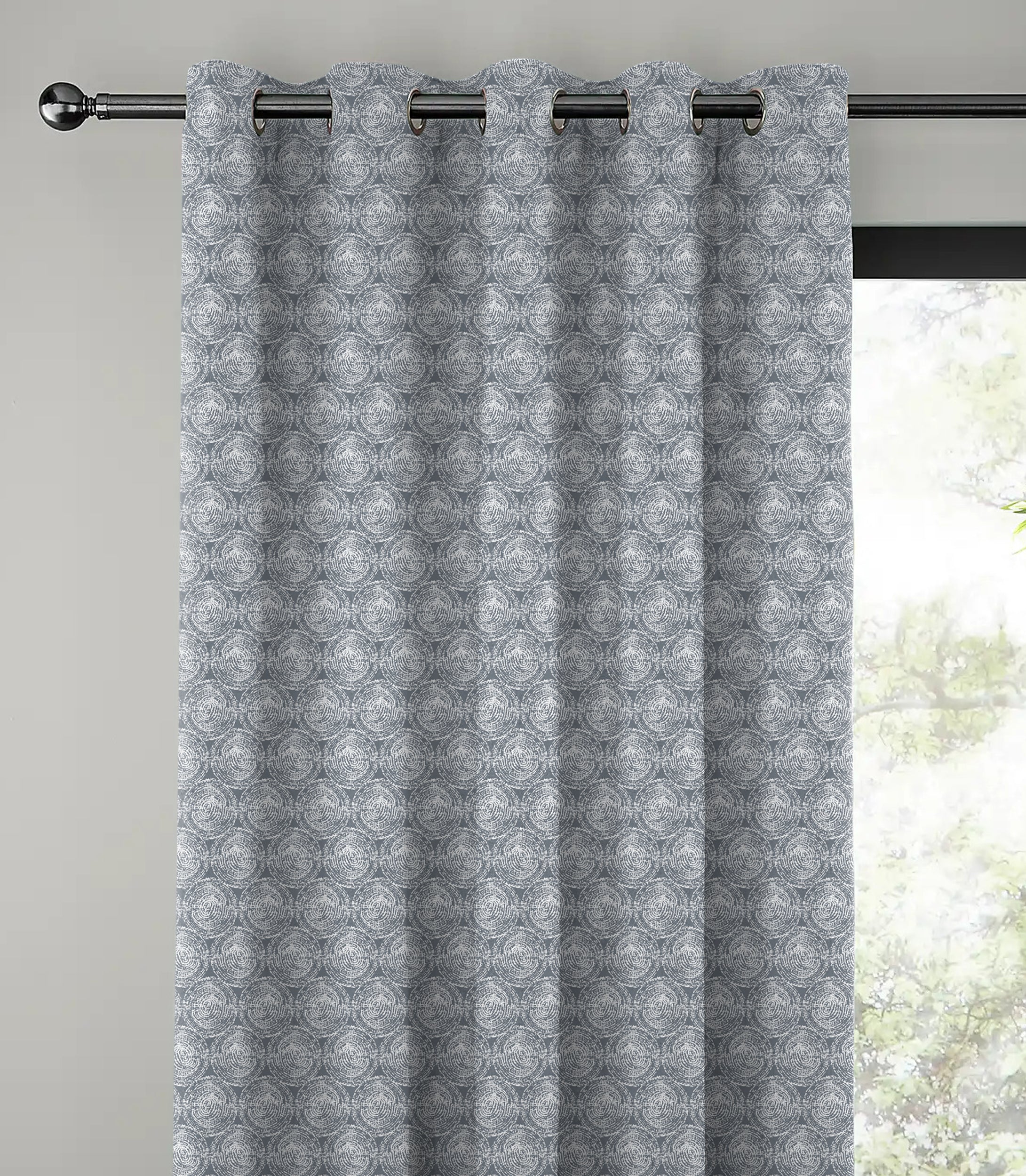 FUSION MEDIUM GRAY PRINTED CURTAIN