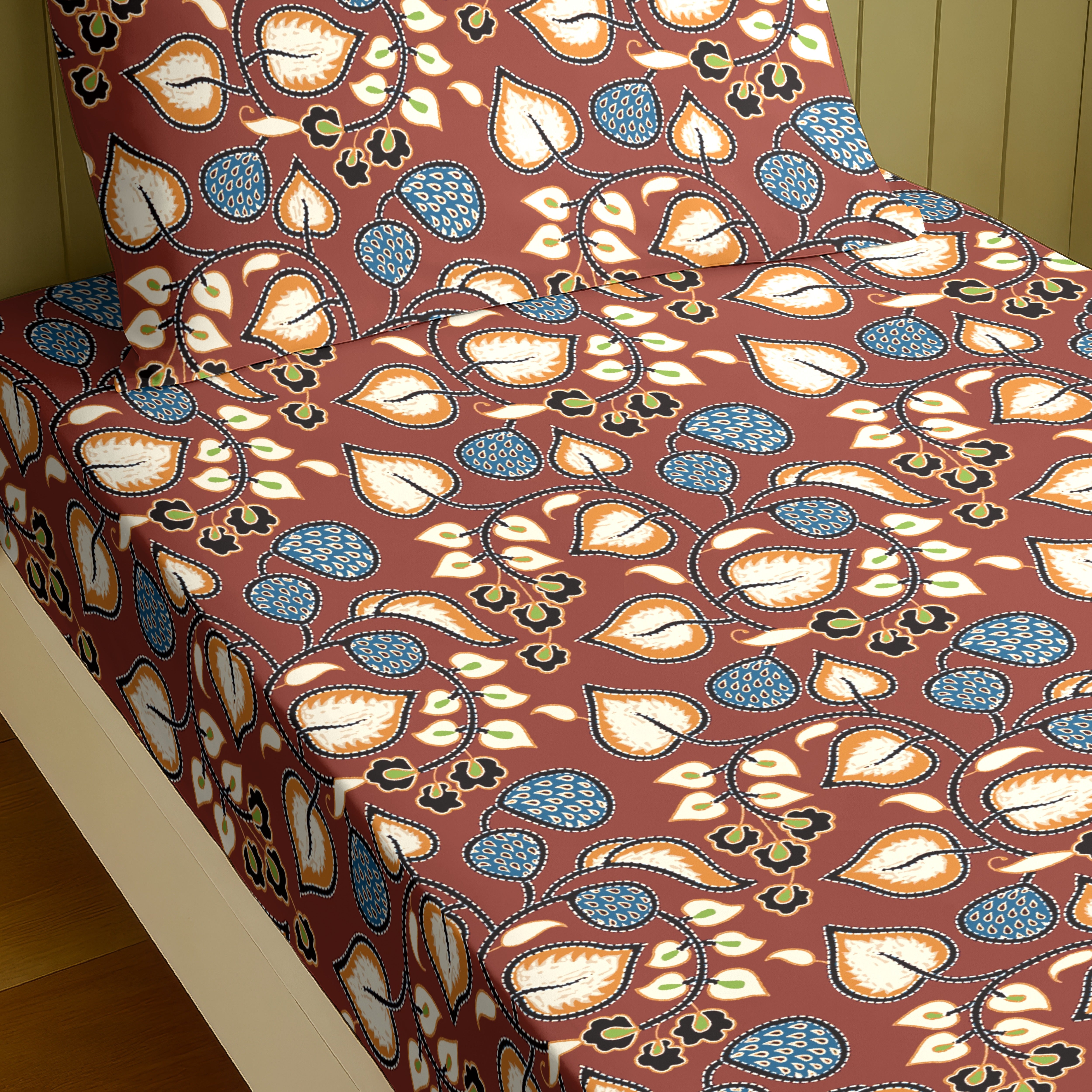 LIJIANG MAROON COTTON BEDSHEET WITH PILLOWCOVER