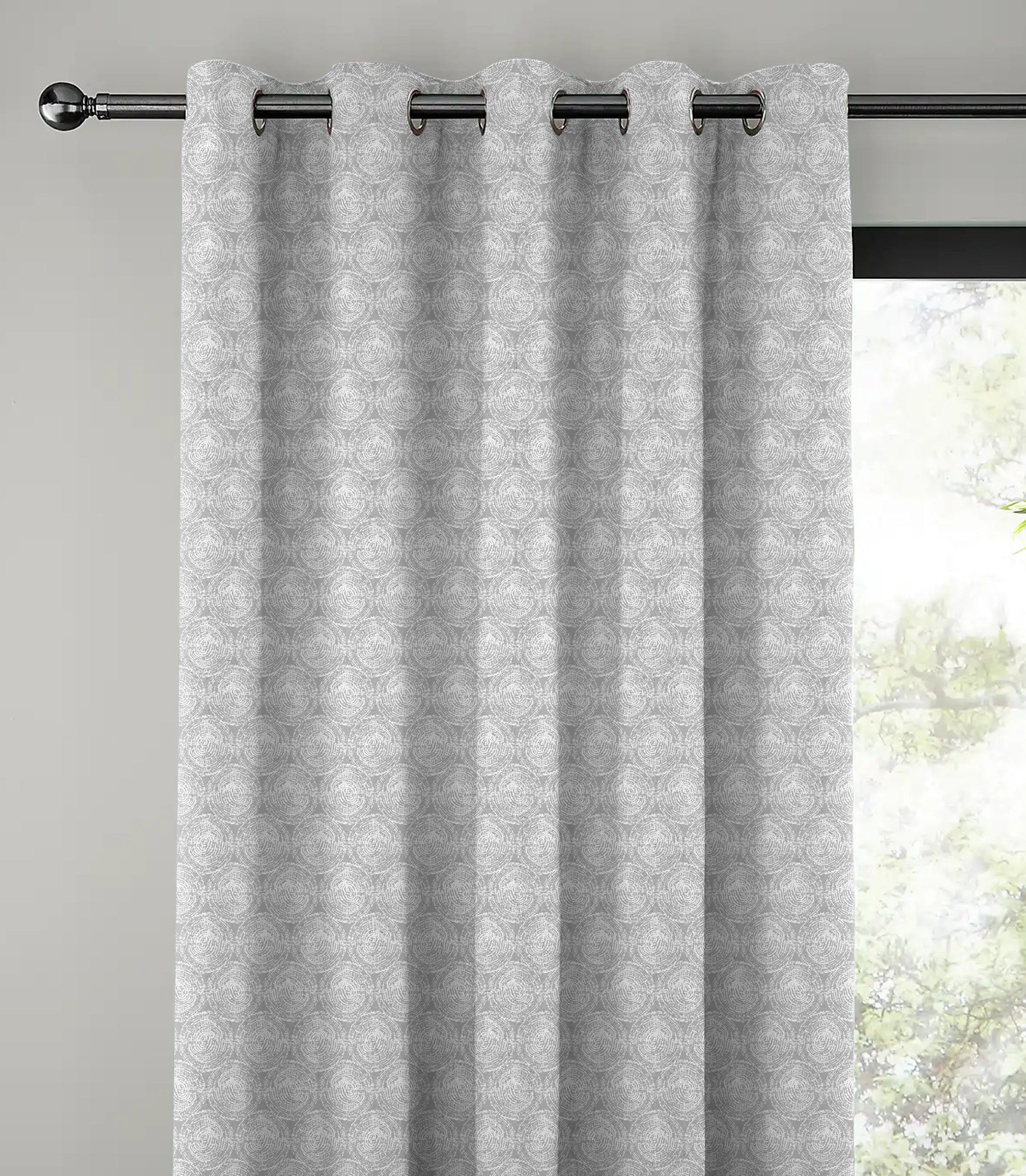 FUSION SOFT GRAY PRINTED BLACKOUT CURTAIN