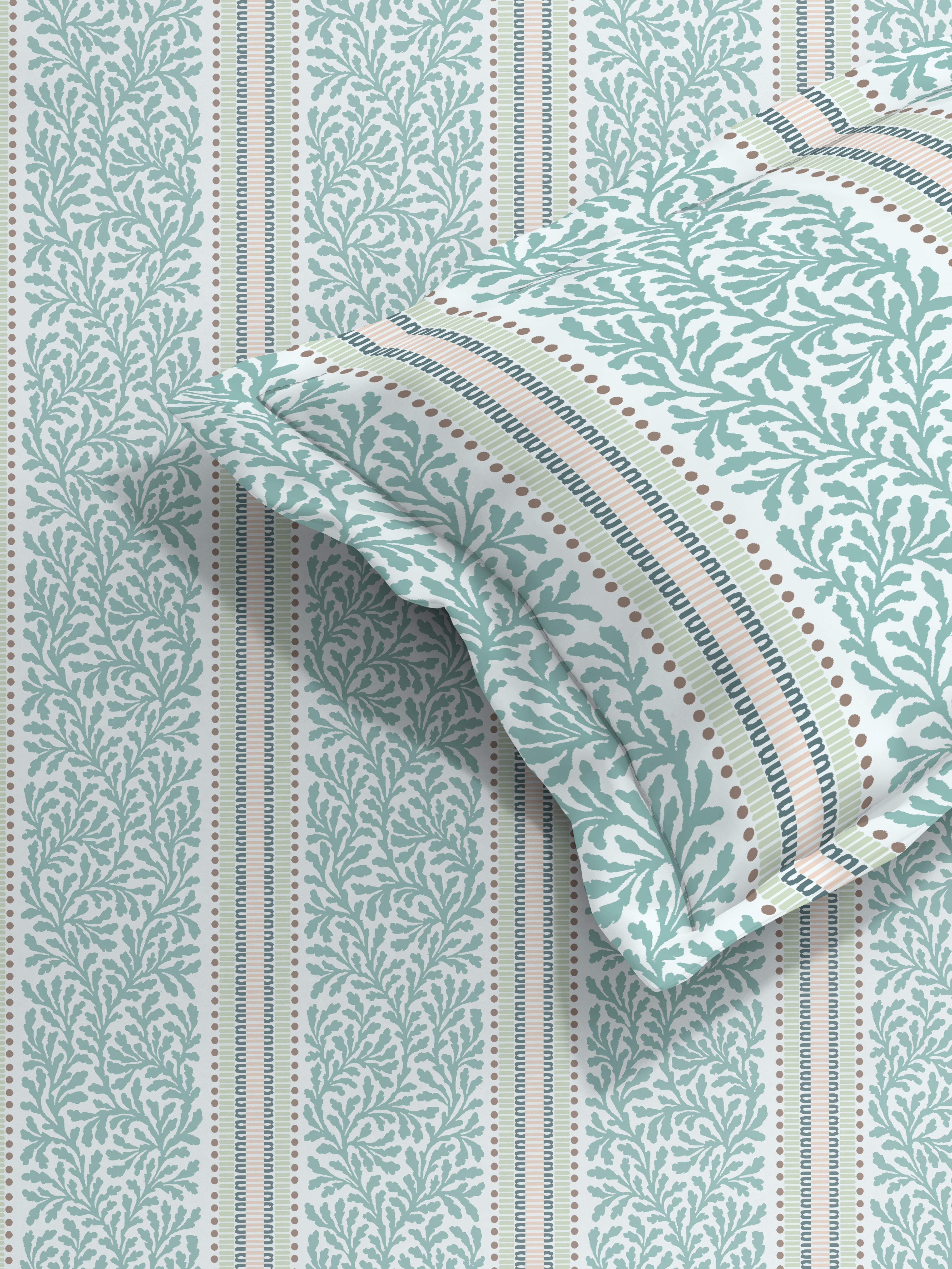 TORONTO TEAL COTTON BEDSHEET WITH PILLOWCOVER