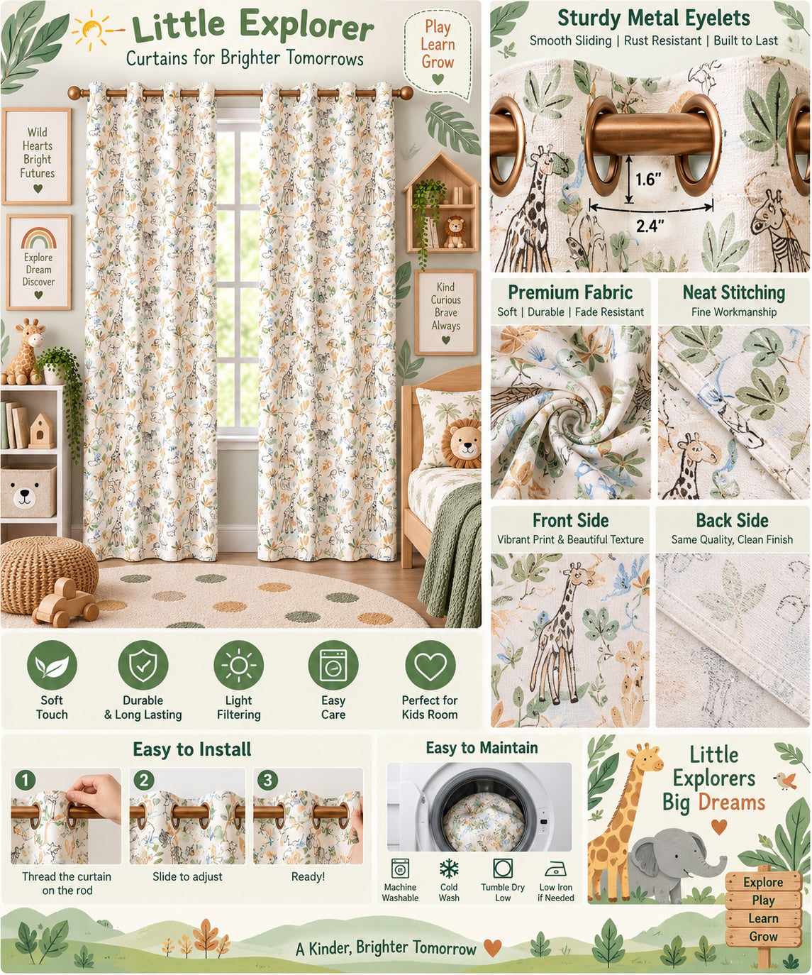 Animals Printed Curtain