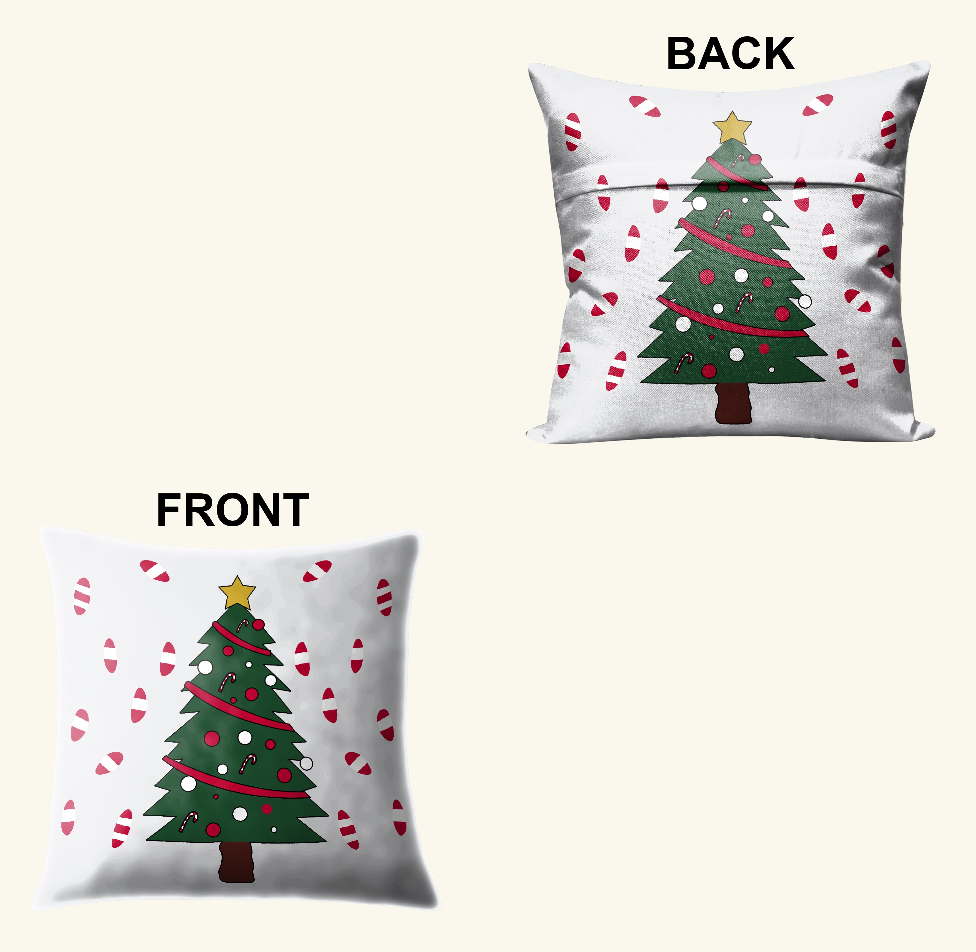 CHRISTMAS TREE & CANDY CANE CUSHION COVER (Pack of 2)