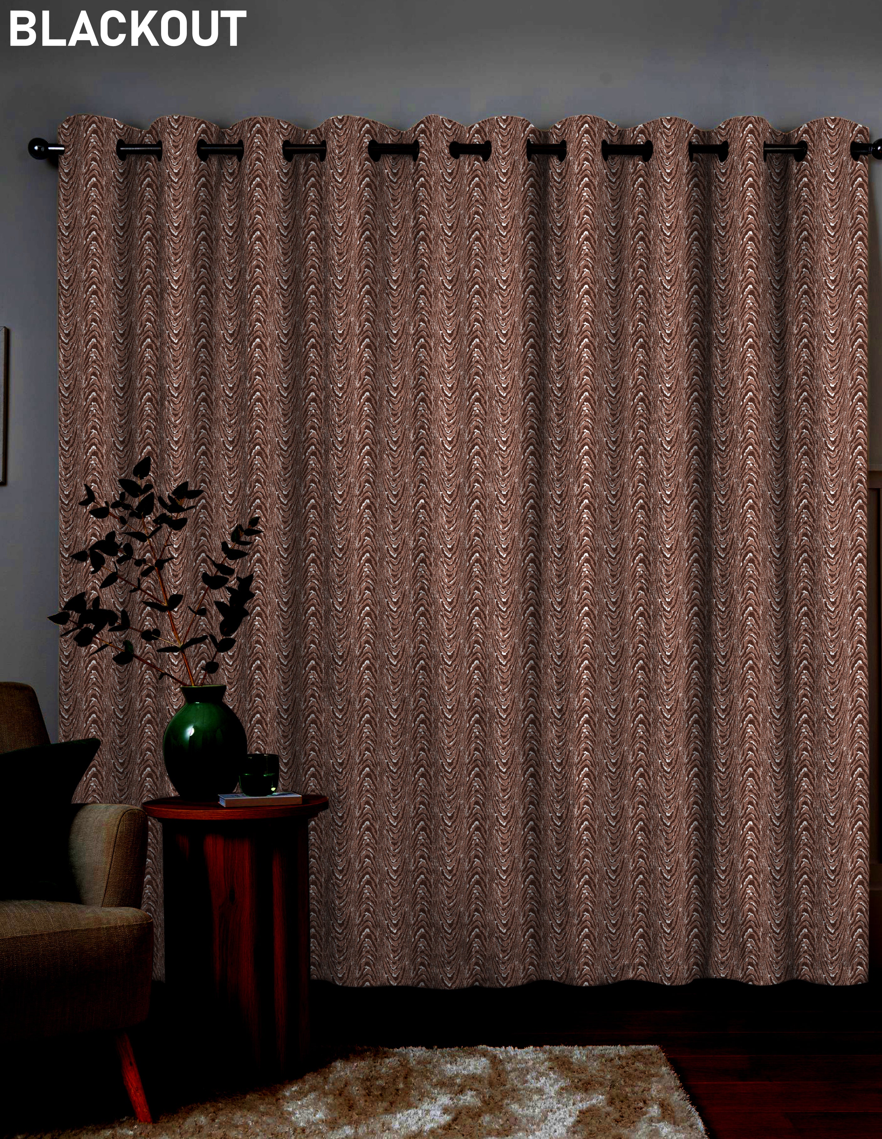 MOIRE RUST PRINTED BLACKOUT CURTAIN