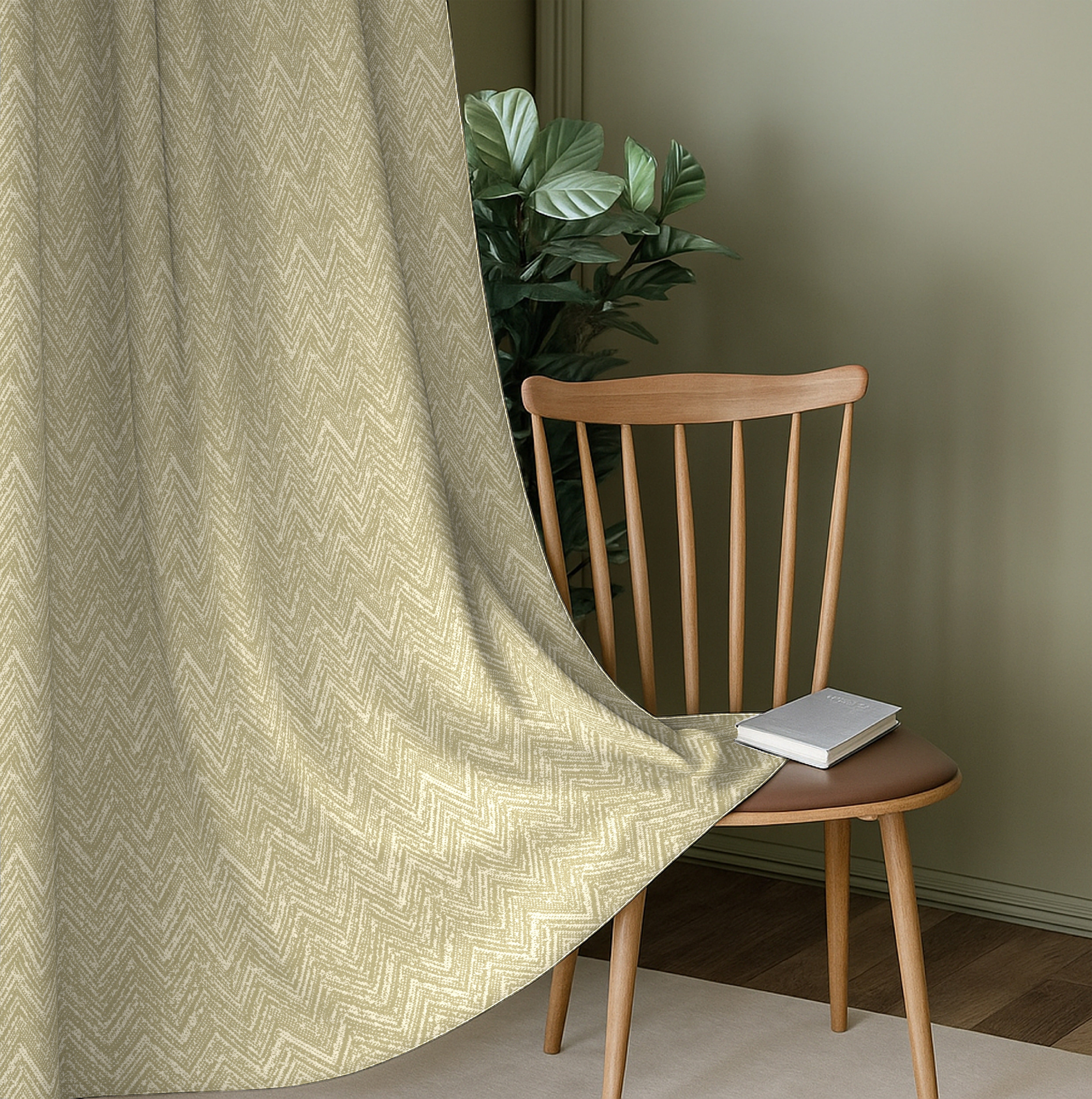 SONORA LIGHT GREEN PRINTED BLACKOUT CURTAIN