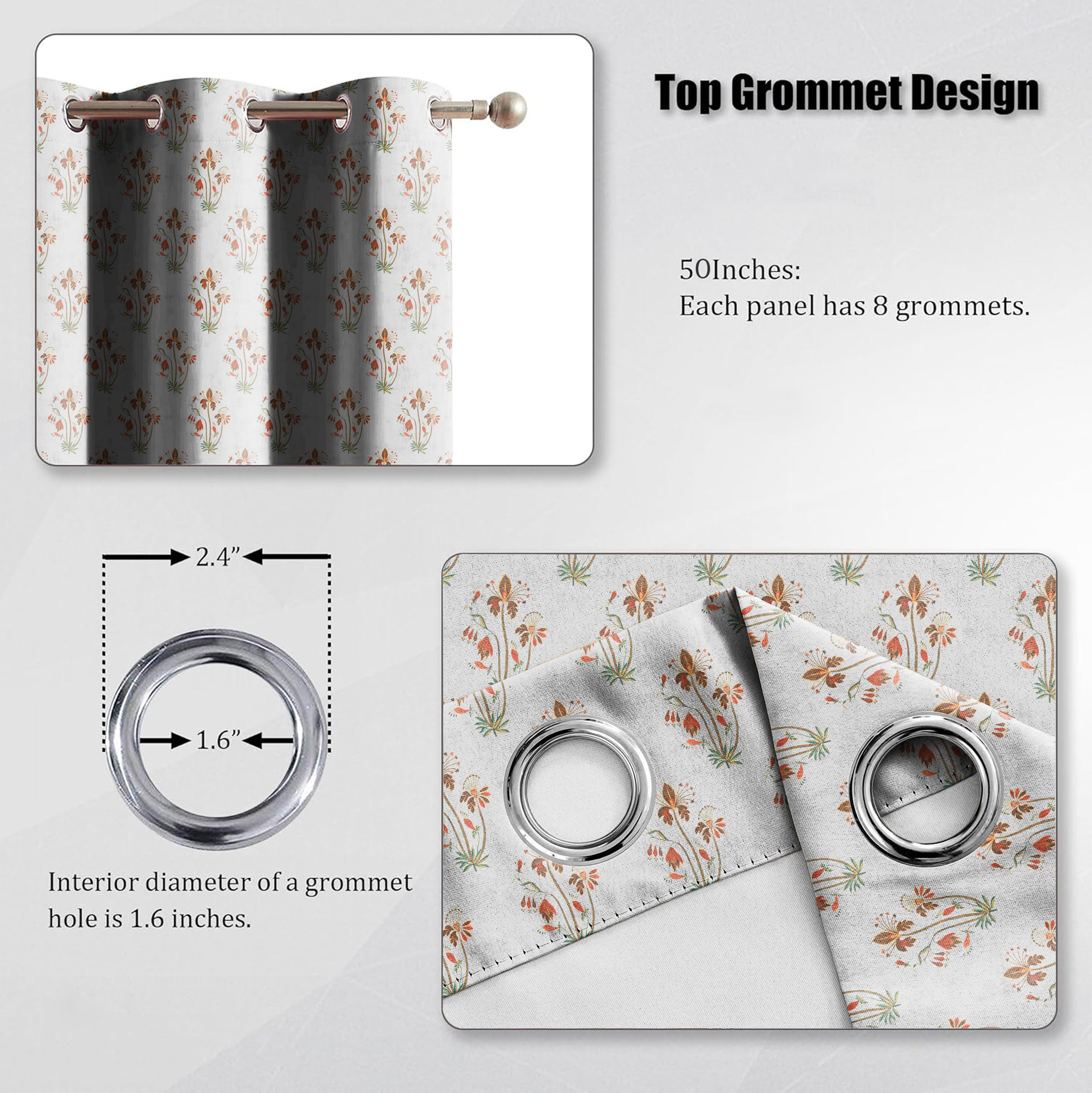 VERONA MATTY GREY PRINTED ROOM DARKENER CURTAIN