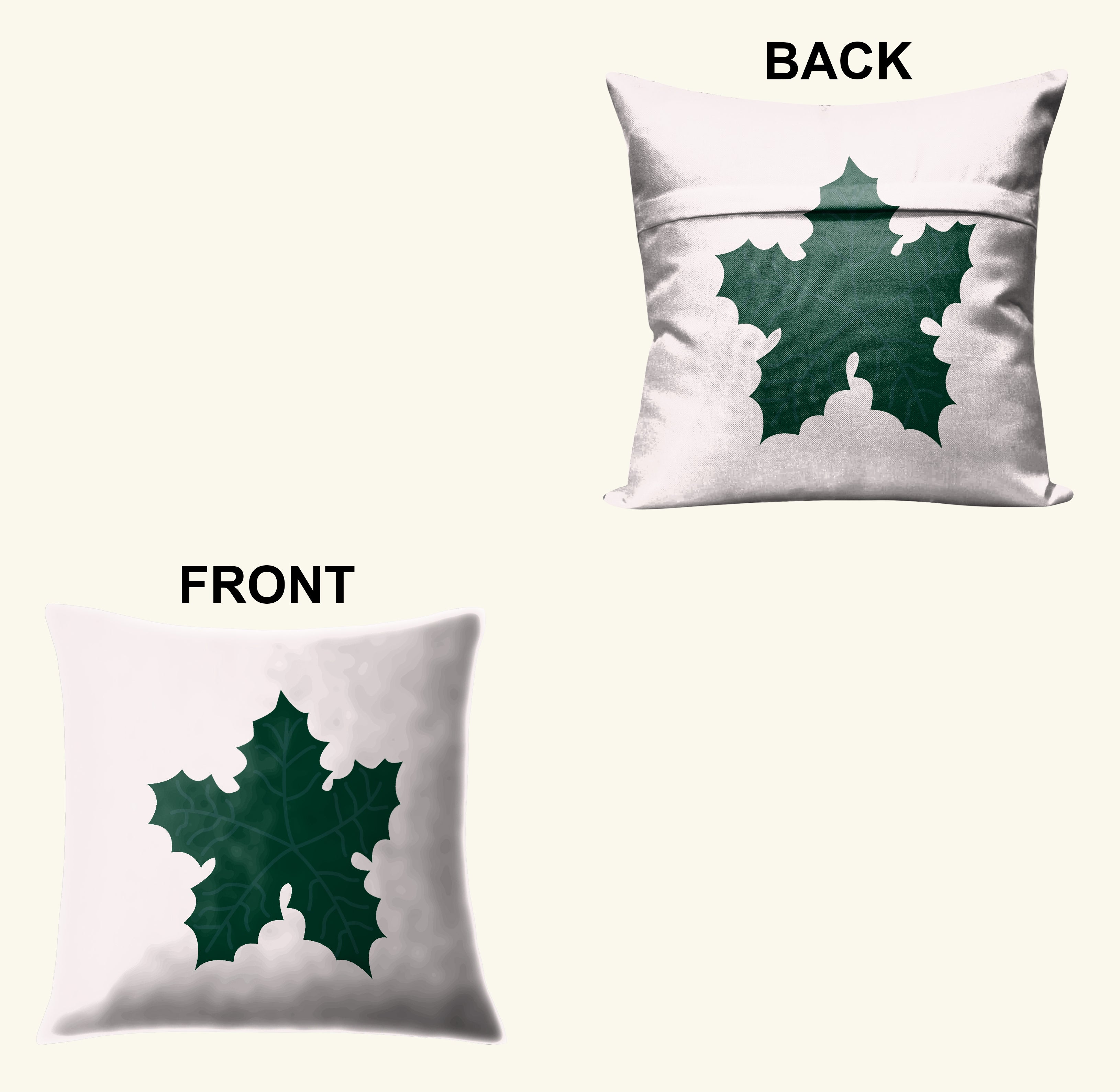 CHRISTMAS GREEN HOLLY LEAF MINIMAL CUSHION COVER (Pack of 2)