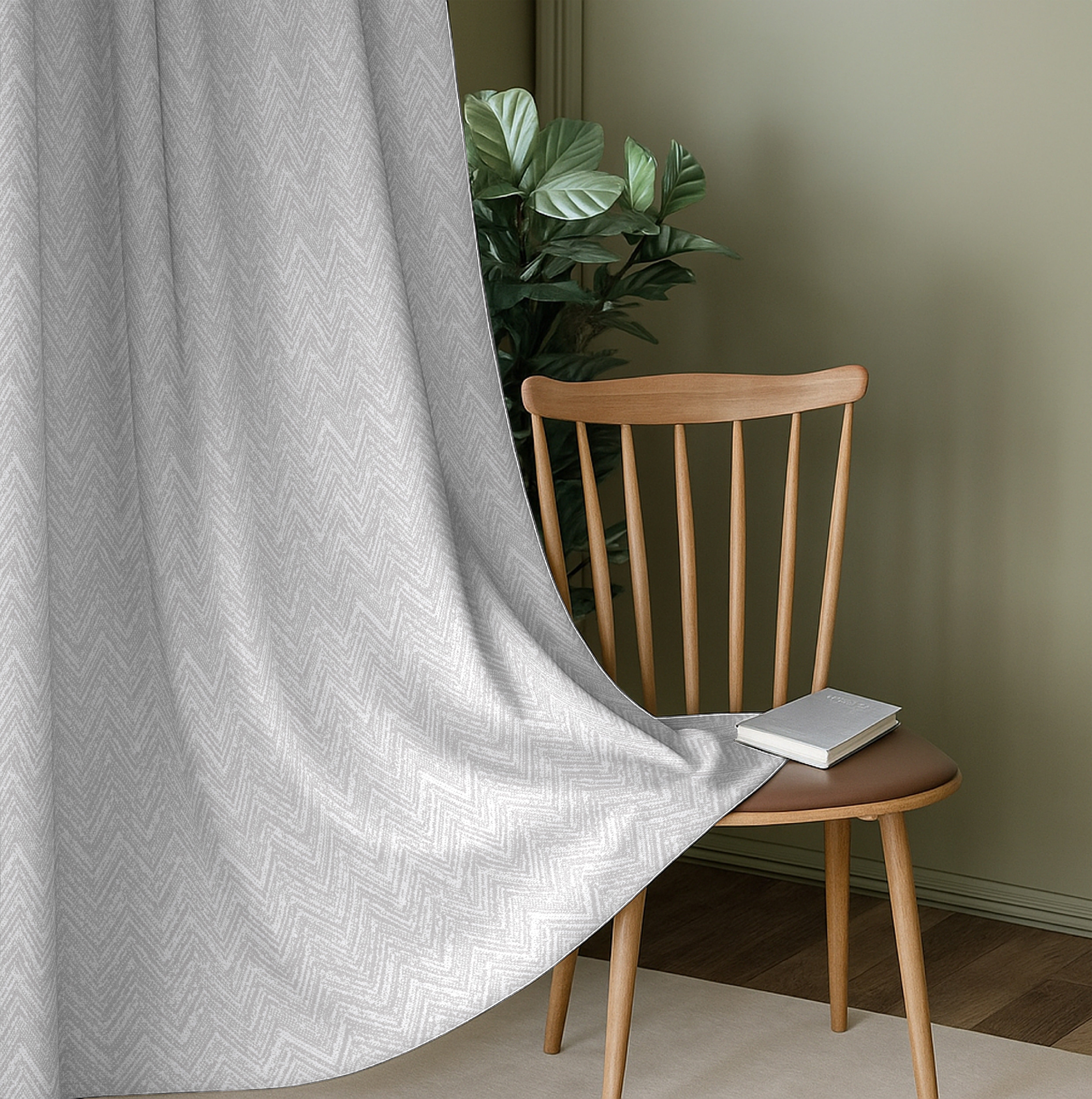 SONORA LIGHT GREY PRINTED BLACKOUT CURTAIN