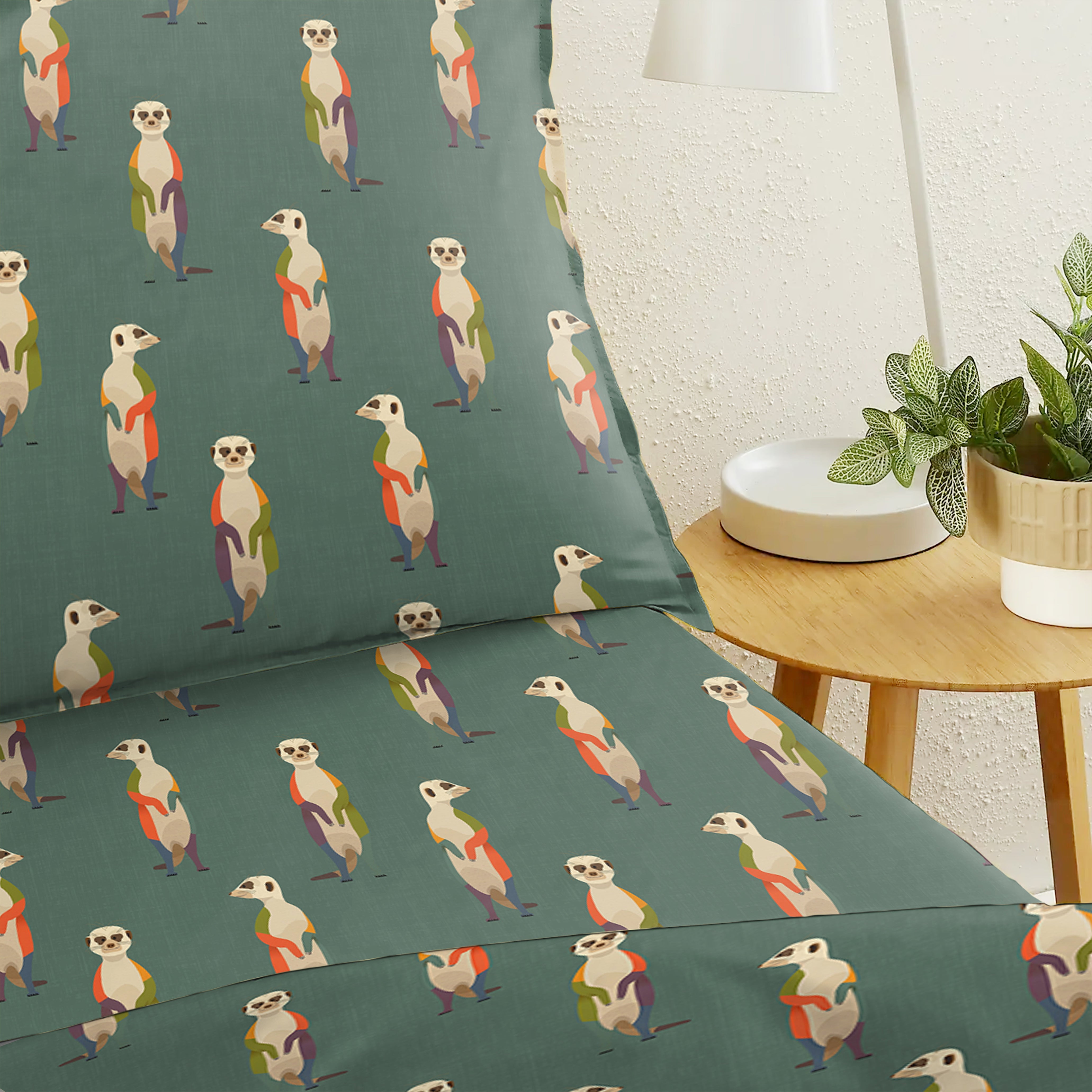 CASABLEU KIDS SELTOS CACTUS GREEN BEDCOVER FOR BED WITH PILLOW COVERS SIZE (60" X 90")