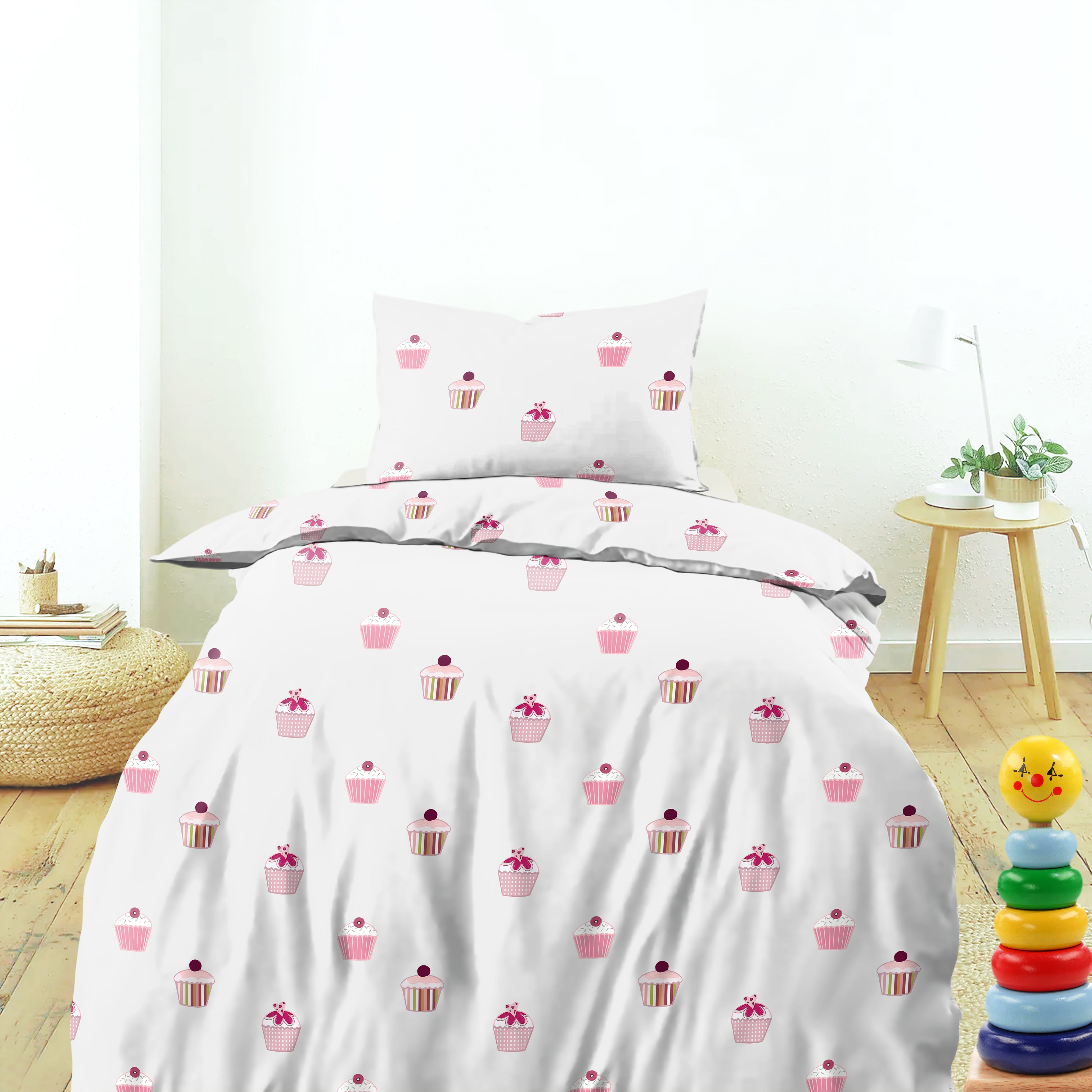Bedcover Cake White for Single Bed with Pillow Covers King Size (60" X 90")