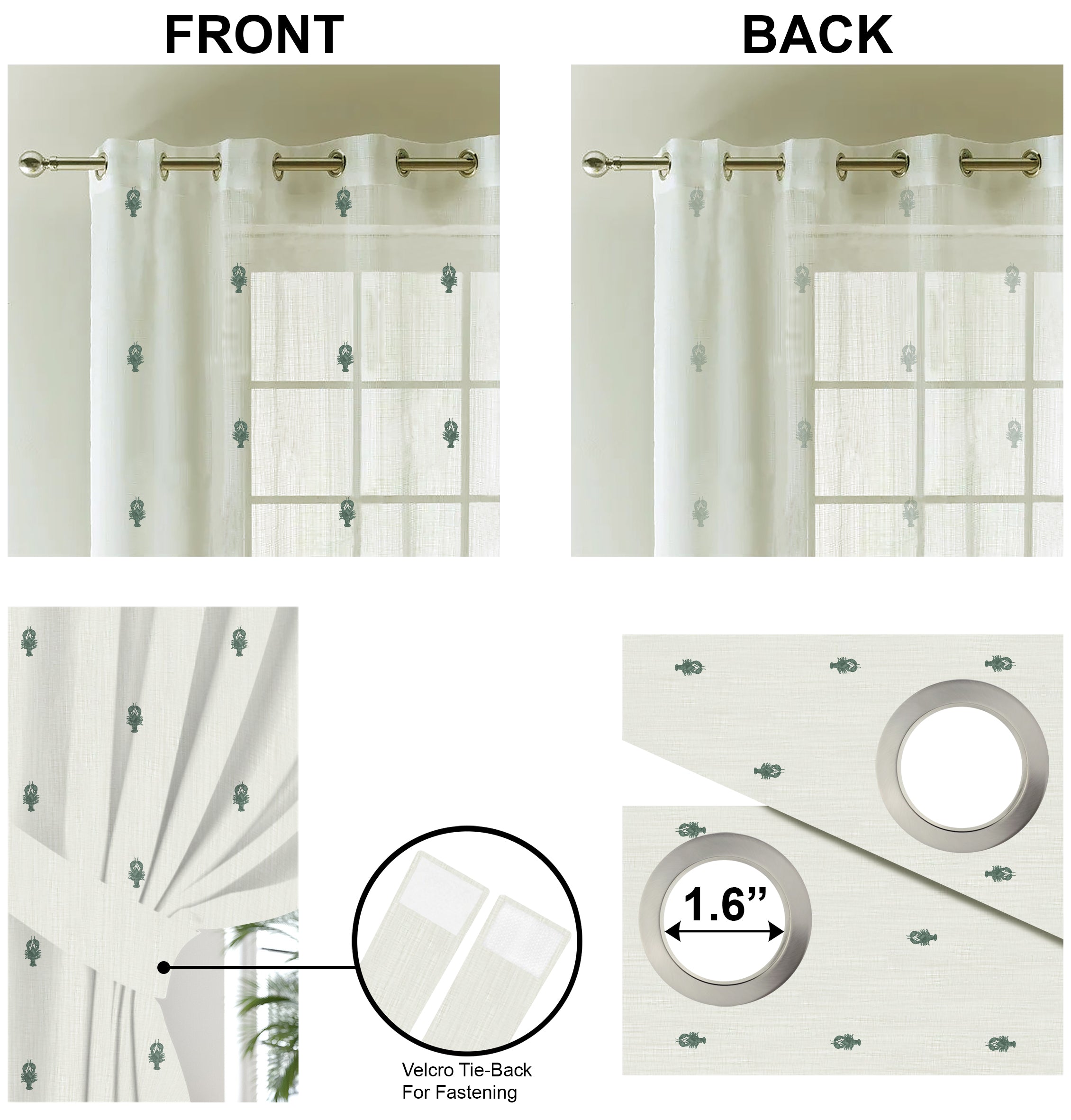 SCORPION CAMOUFLAGE GREEN PRINTED SHEER CURTAIN