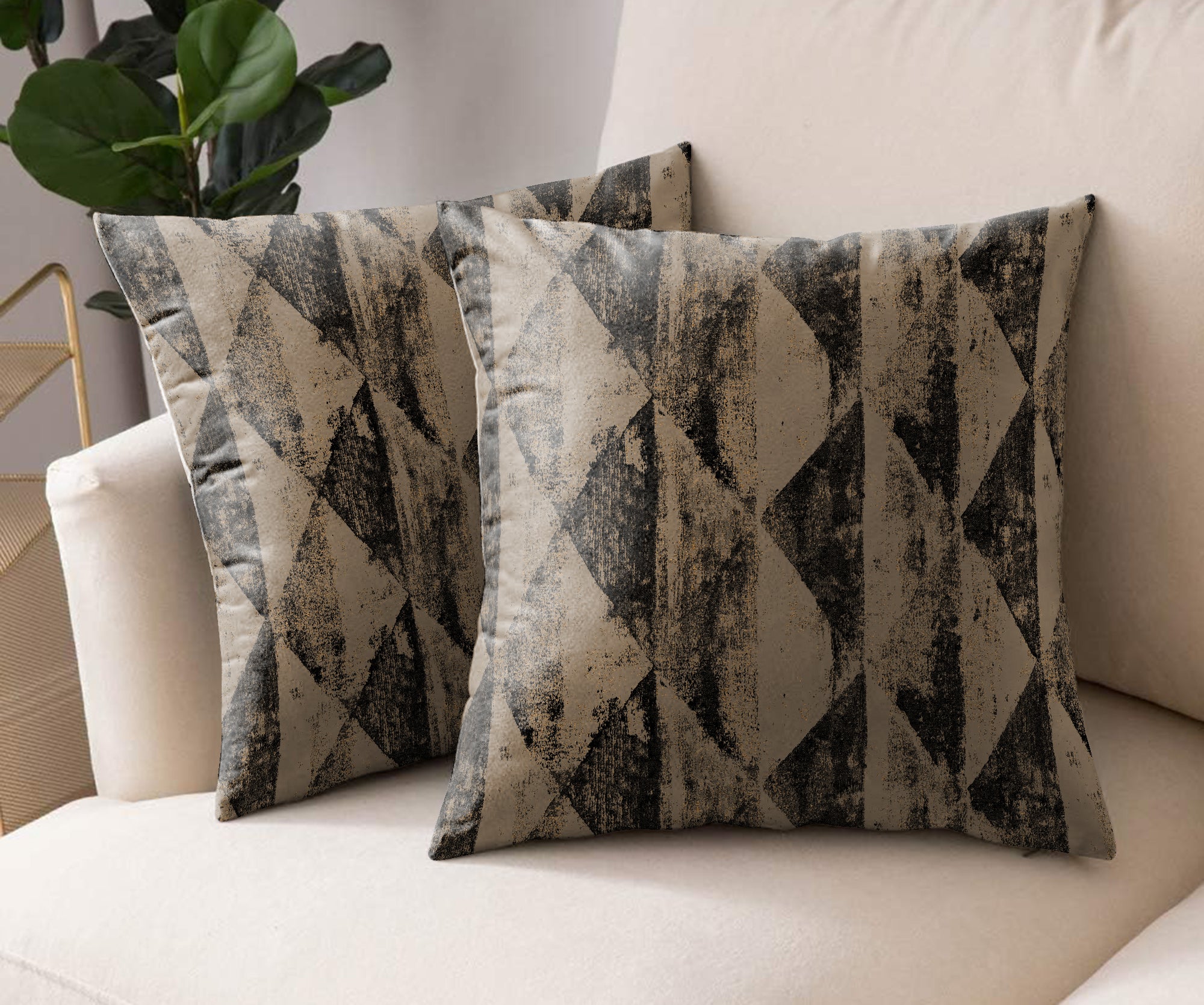 MYSTIQUE CHARCOAL DIGITAL PRINTED CUSHION COVER (Pack of 2)