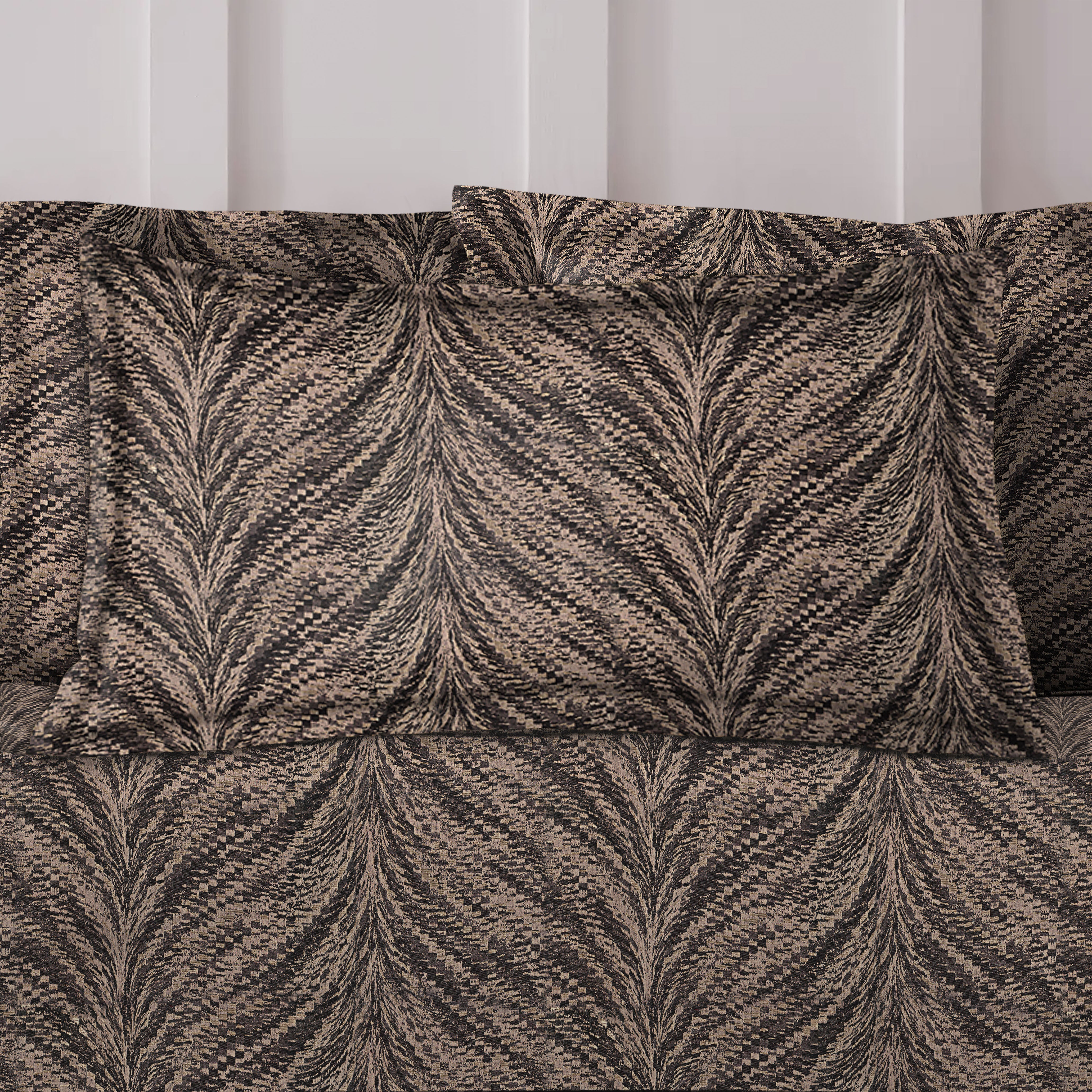 Luxor Charcoal Bedcover for Double Bed with 2 PillowCovers King Size (104" X 90")