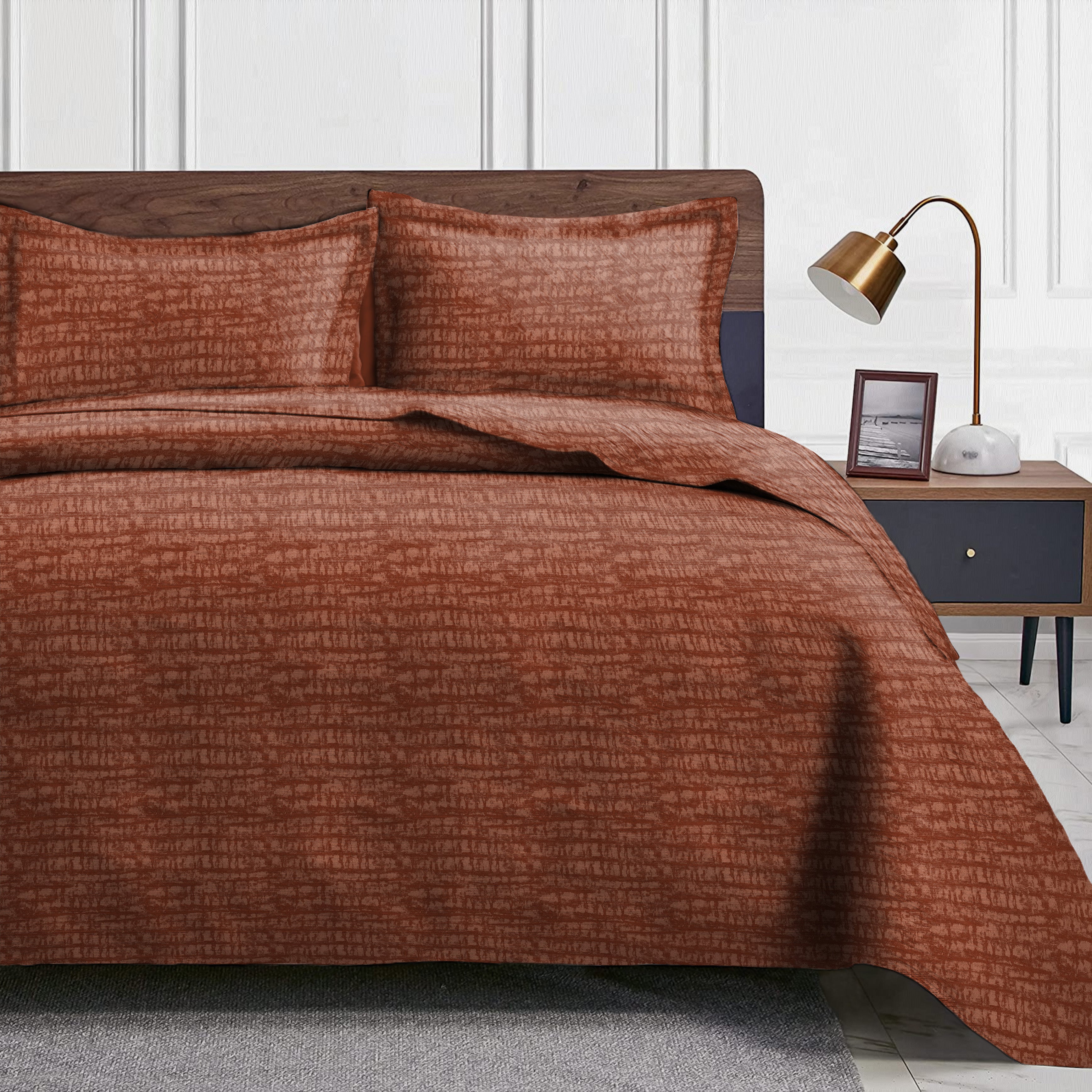 Valencia Clay Bedcover for Double Bed with 2 Pillow Covers King Size (104" X 90")