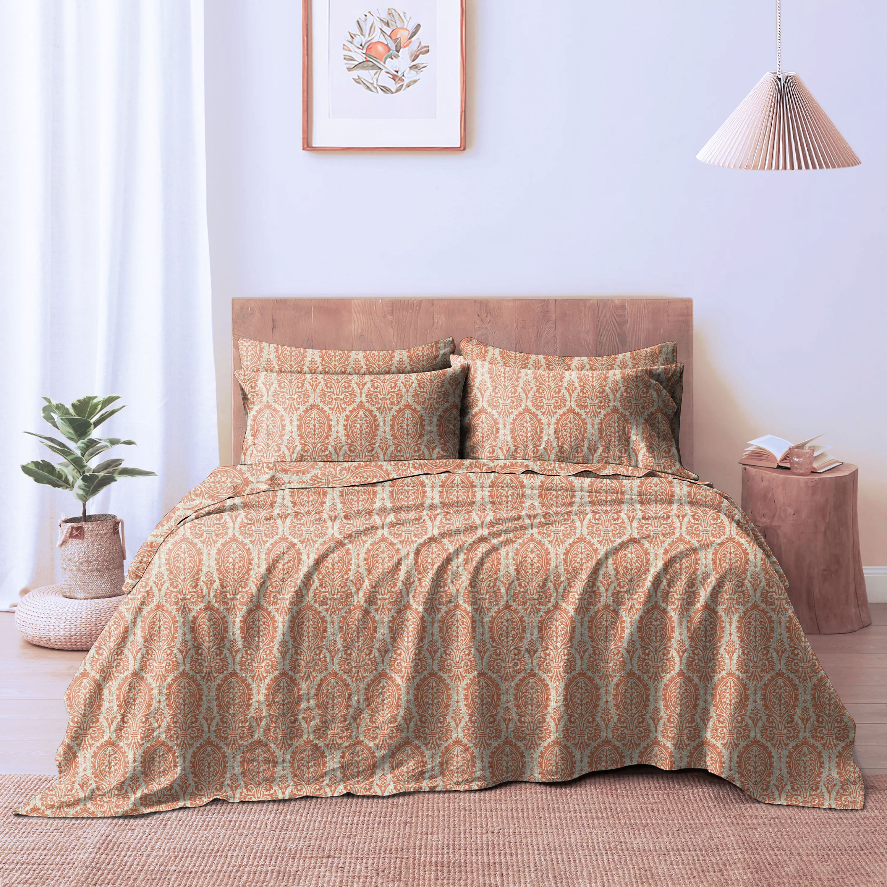 Manchester Clay Bedcover for Double Bed with 2 Pillow Covers King Size (104" X 90")