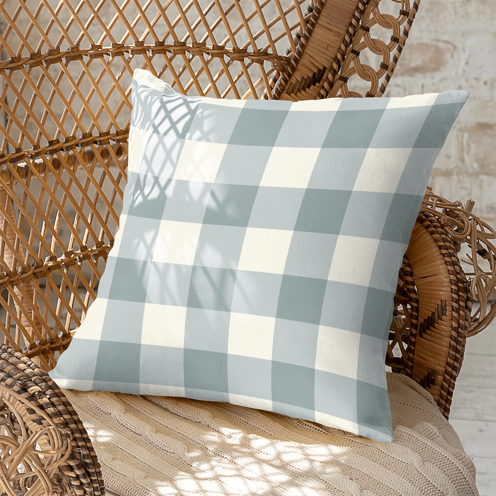 SPRING GALLERY BIG CHECK COOL GREY DIGITAL PRINTED CUSHION COVER (Pack of 2)