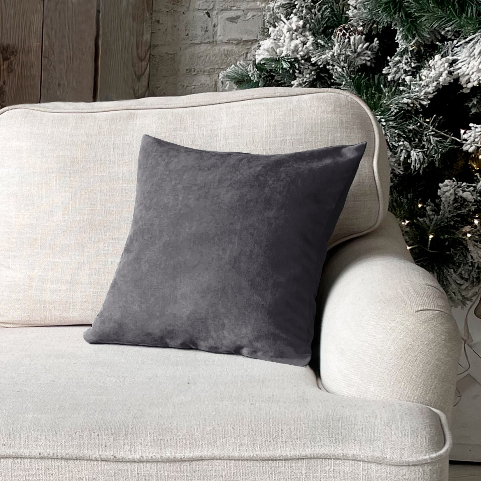 RAINBOW VELVET D-GREY-21 CUSHION COVER (Pack of 2)