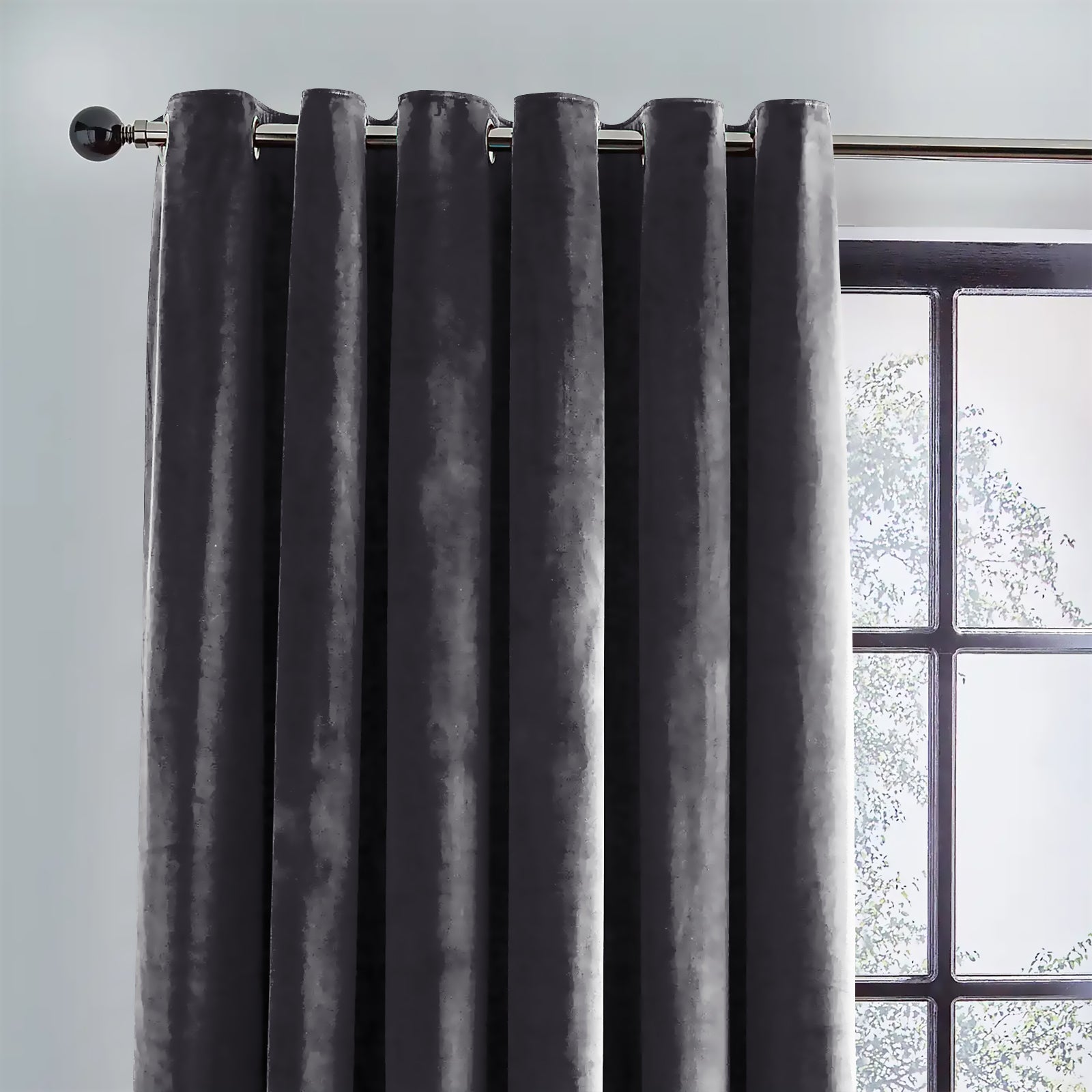 RAINBOW VELVET D-GREY CURTAINS