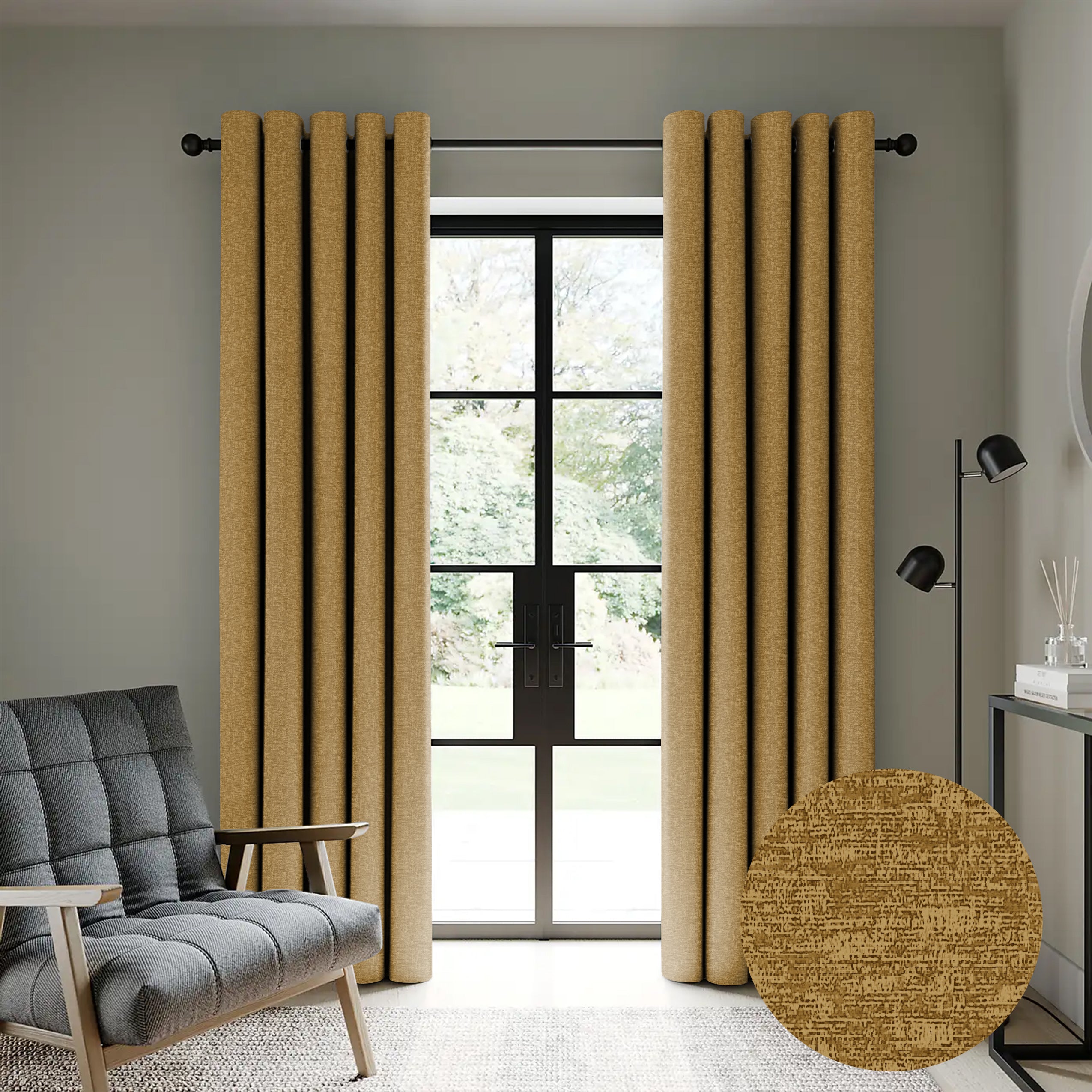 SUNBLOCK TEXTURE LASA D-MUSTERED PRINTED BLACKOUT CURTAINS