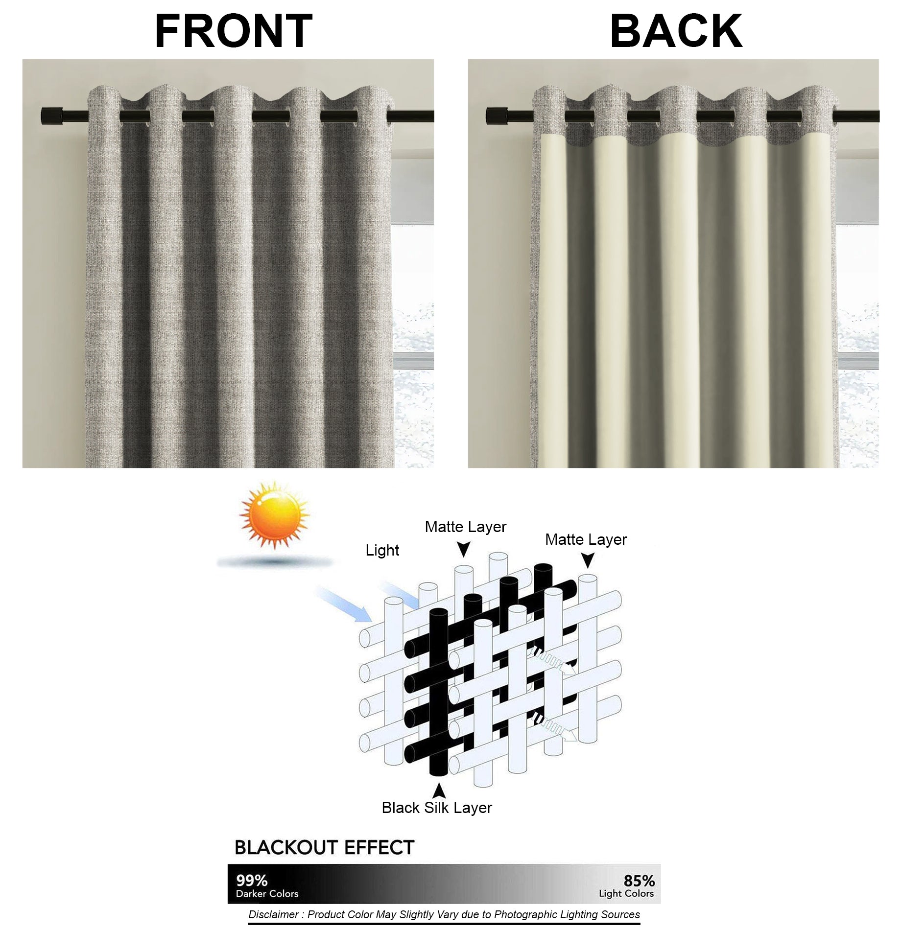 DELUXE GREY BLACKOUT CURTAIN