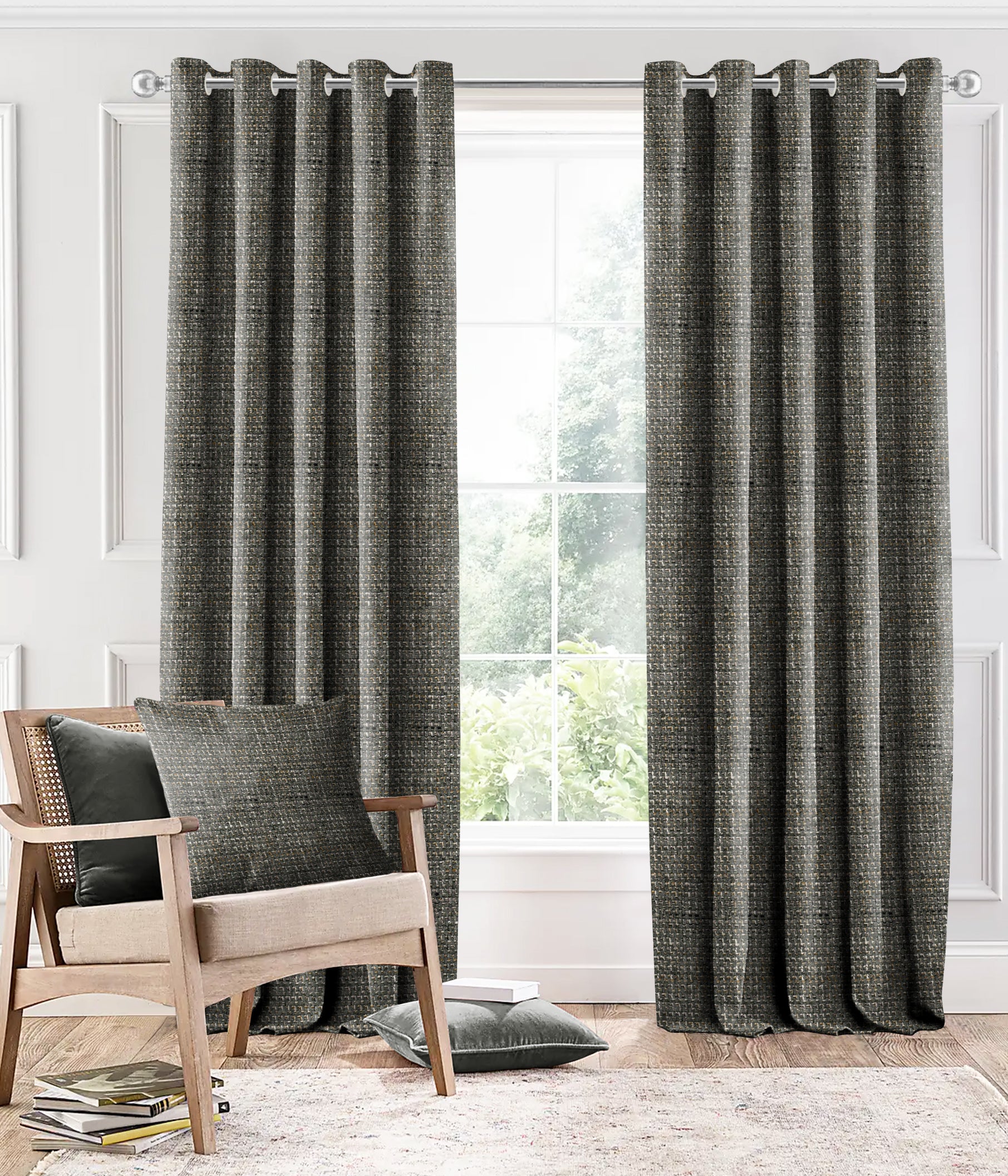 DELUXE TEX GREY BLACKOUT CURTAINS