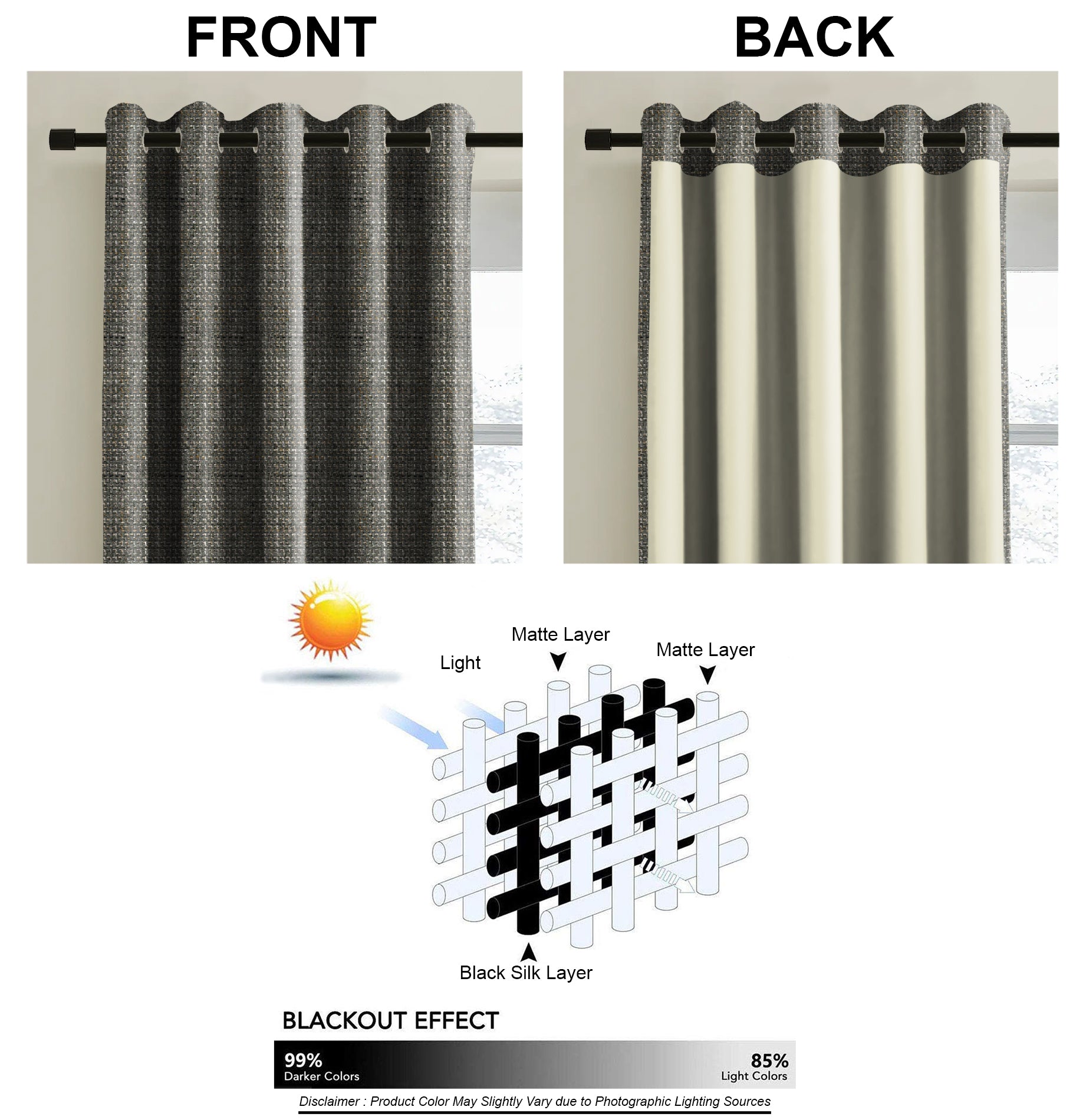 DELUXE TEX GREY BLACKOUT CURTAIN