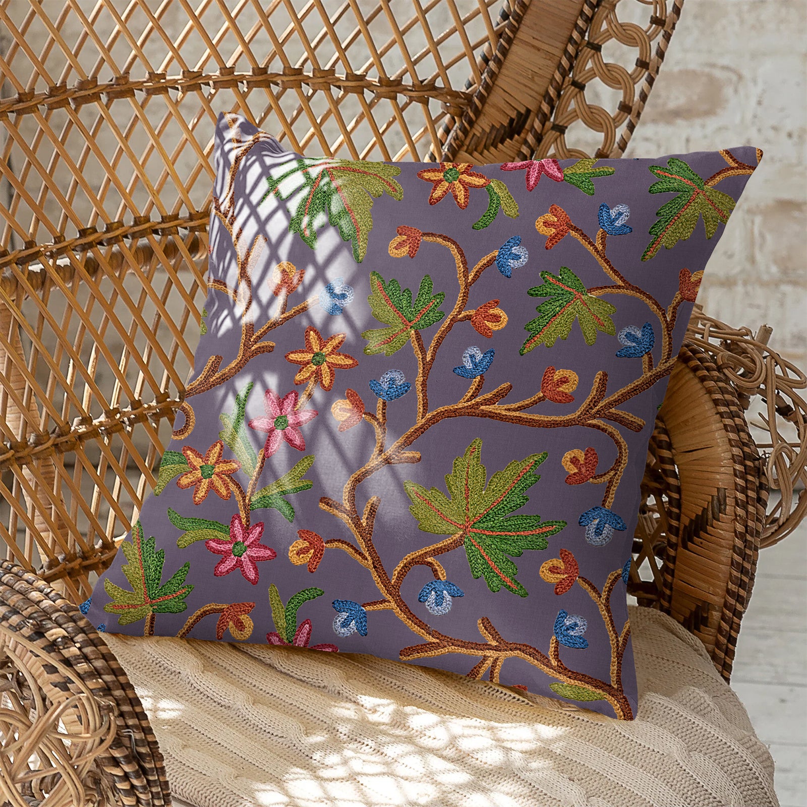 VAROSKI KASHMIRI DOLPHIN GREY DIGITAL PRINTED CUSHION COVER (Pack of 2)