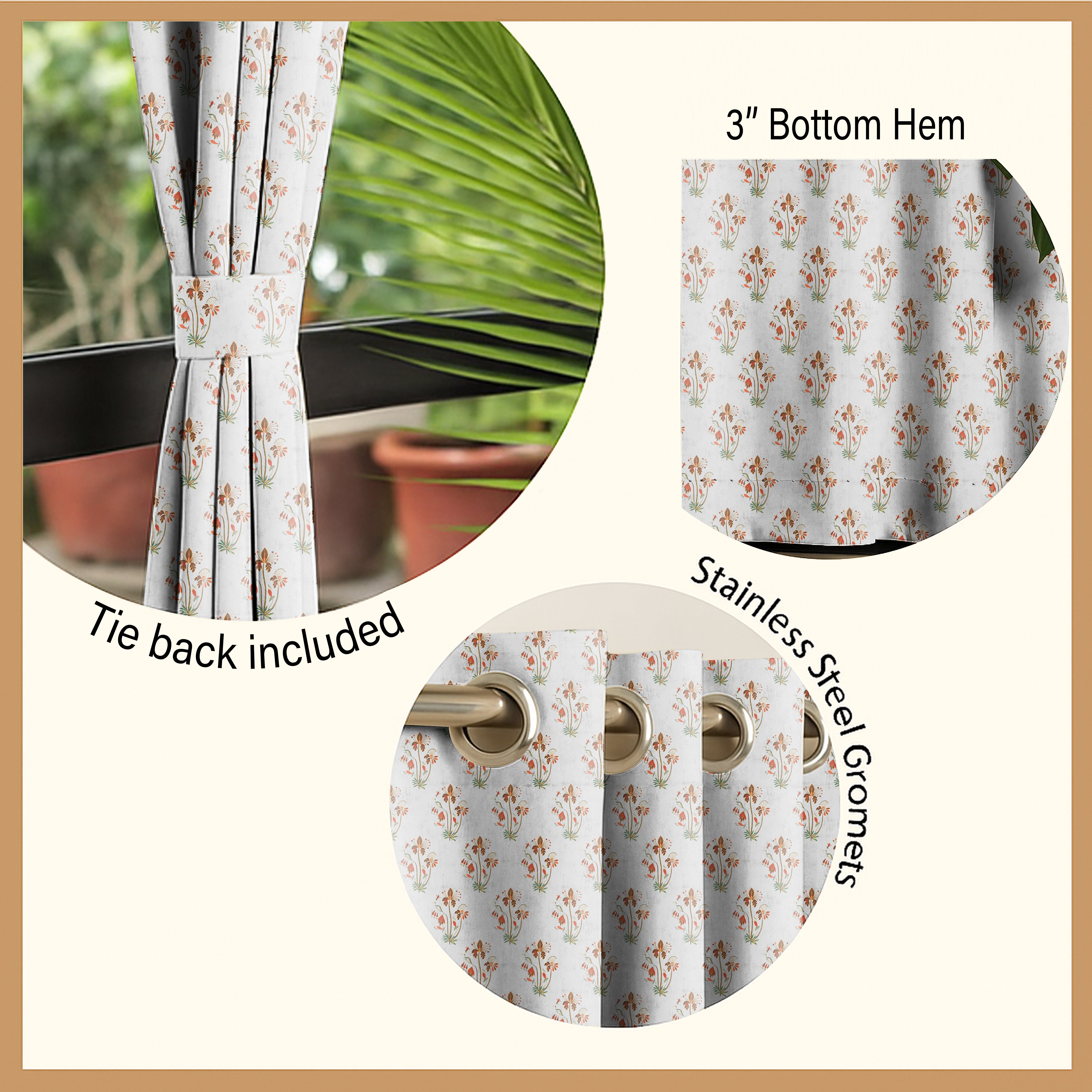 VERONA MATTY GREY PRINTED ROOM DARKENER CURTAIN