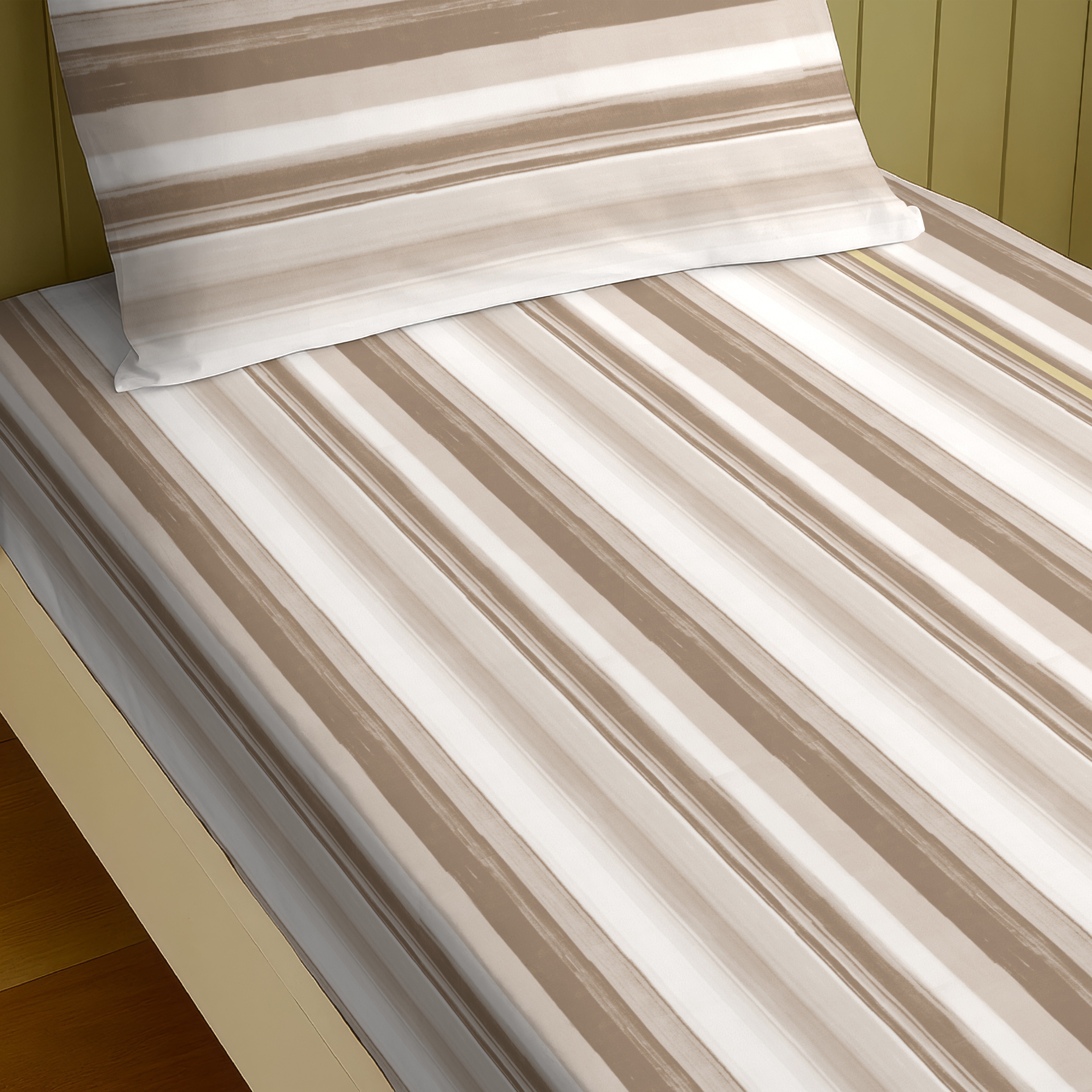 ALVIN STRIPES COCONUT BEDSHEET WITH PILLOWCOVER
