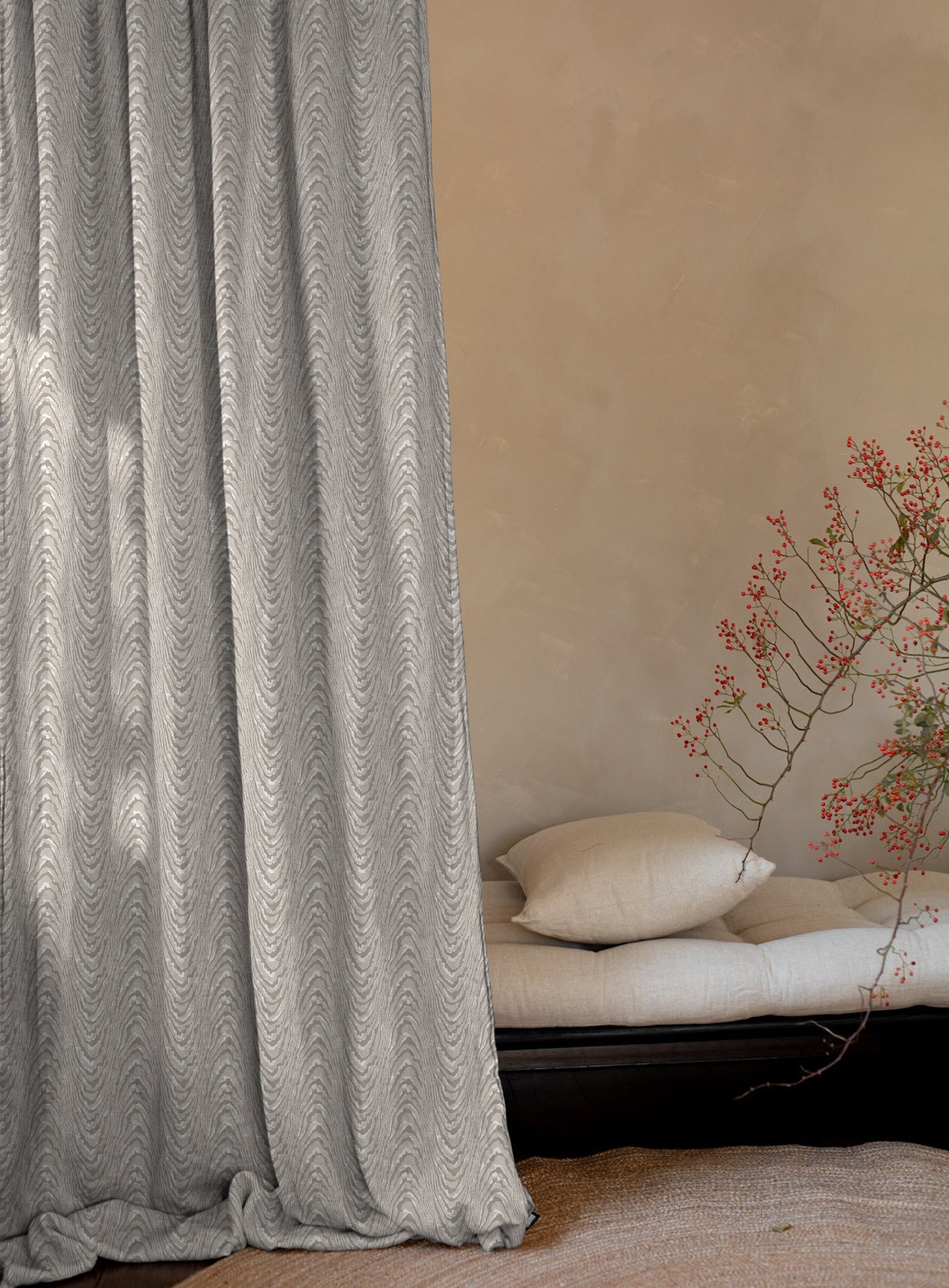 MOIRE ALMOND PRINTED BLACKOUT CURTAIN