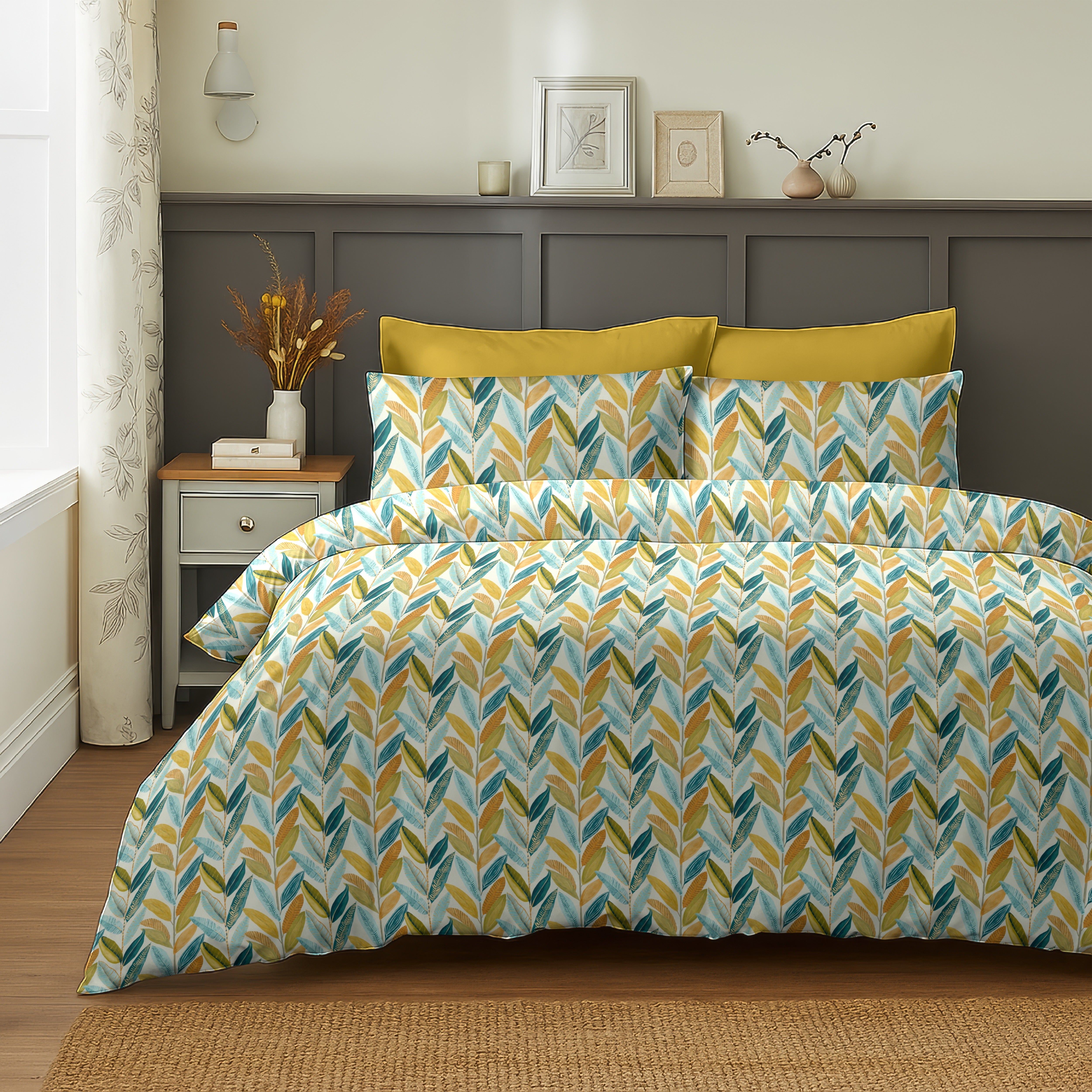MANDALAY GREEN BEDSHEET WITH PILLOWCOVER