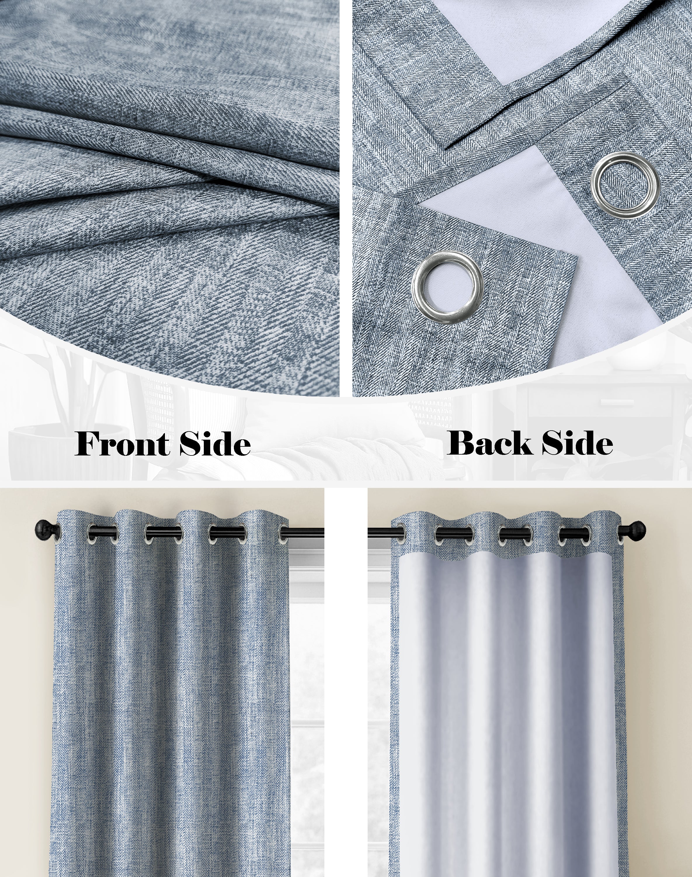 TEXTURA BLUE DIGITAL PRINTED BLACKOUT CURTAINS