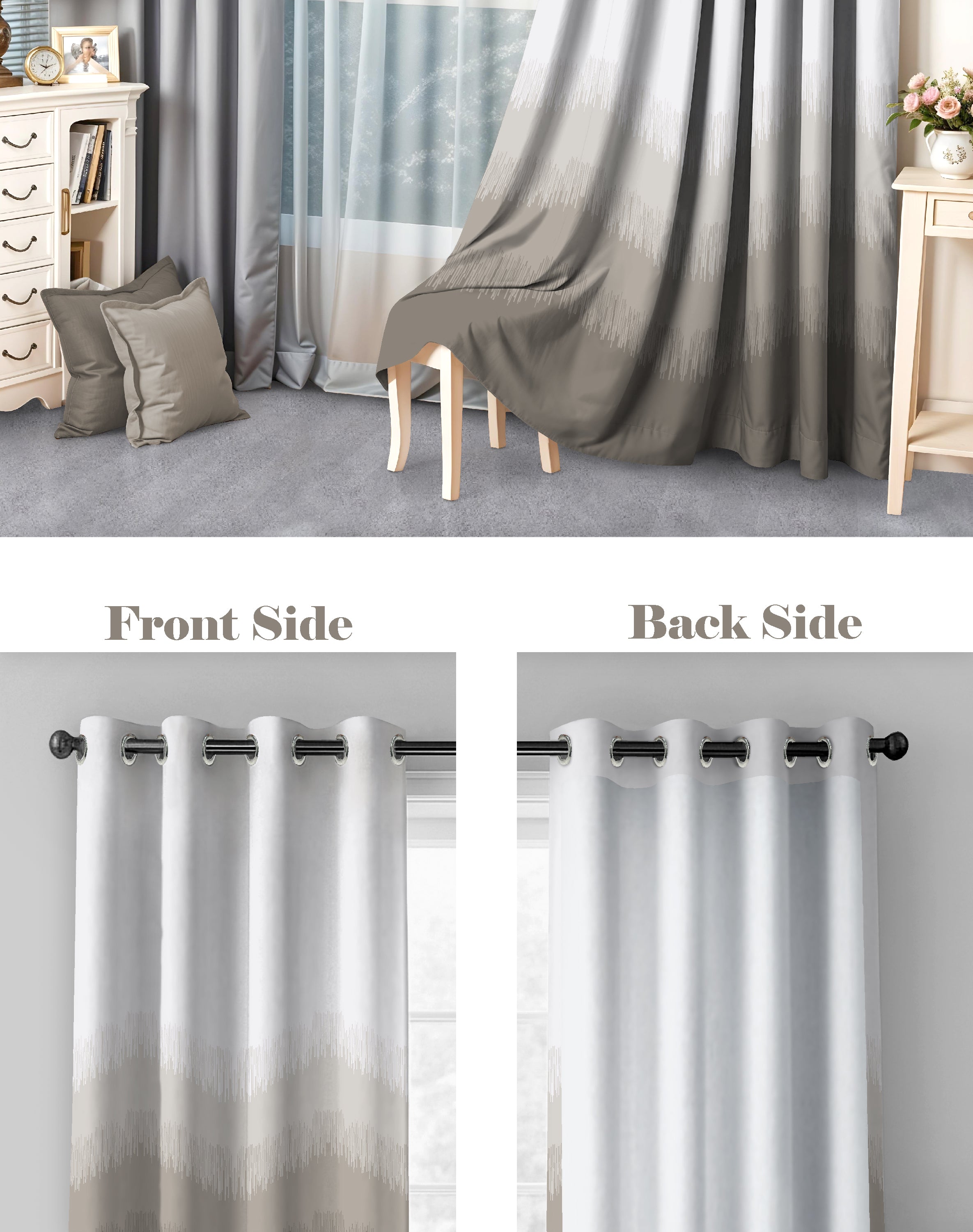 KIVO LIGHT STONE DIGITAL PRINTED BLACKOUT CURTAINS