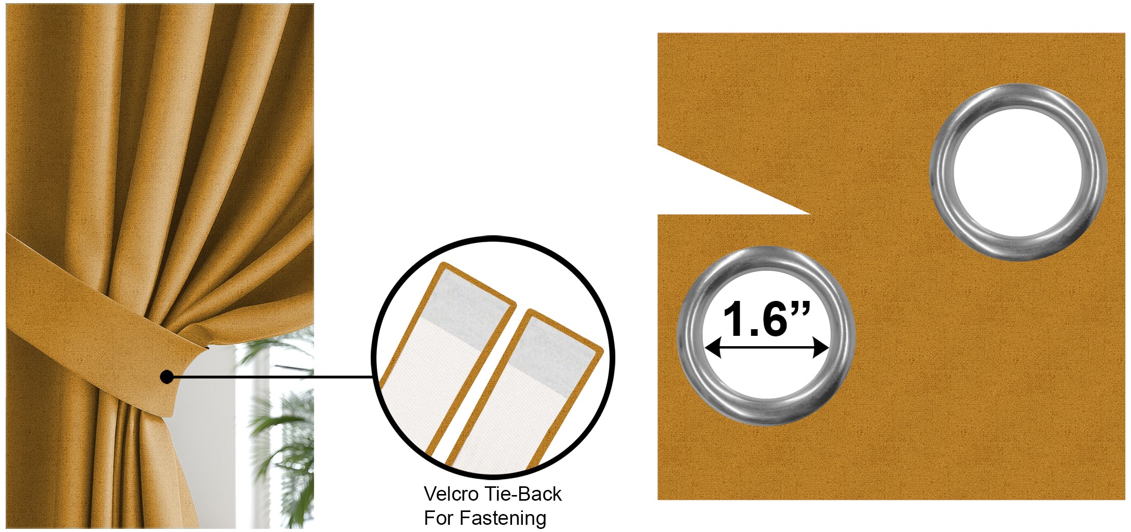 BROOKE DARK PRINTED MUSTARD BLACKOUT CURTAINS