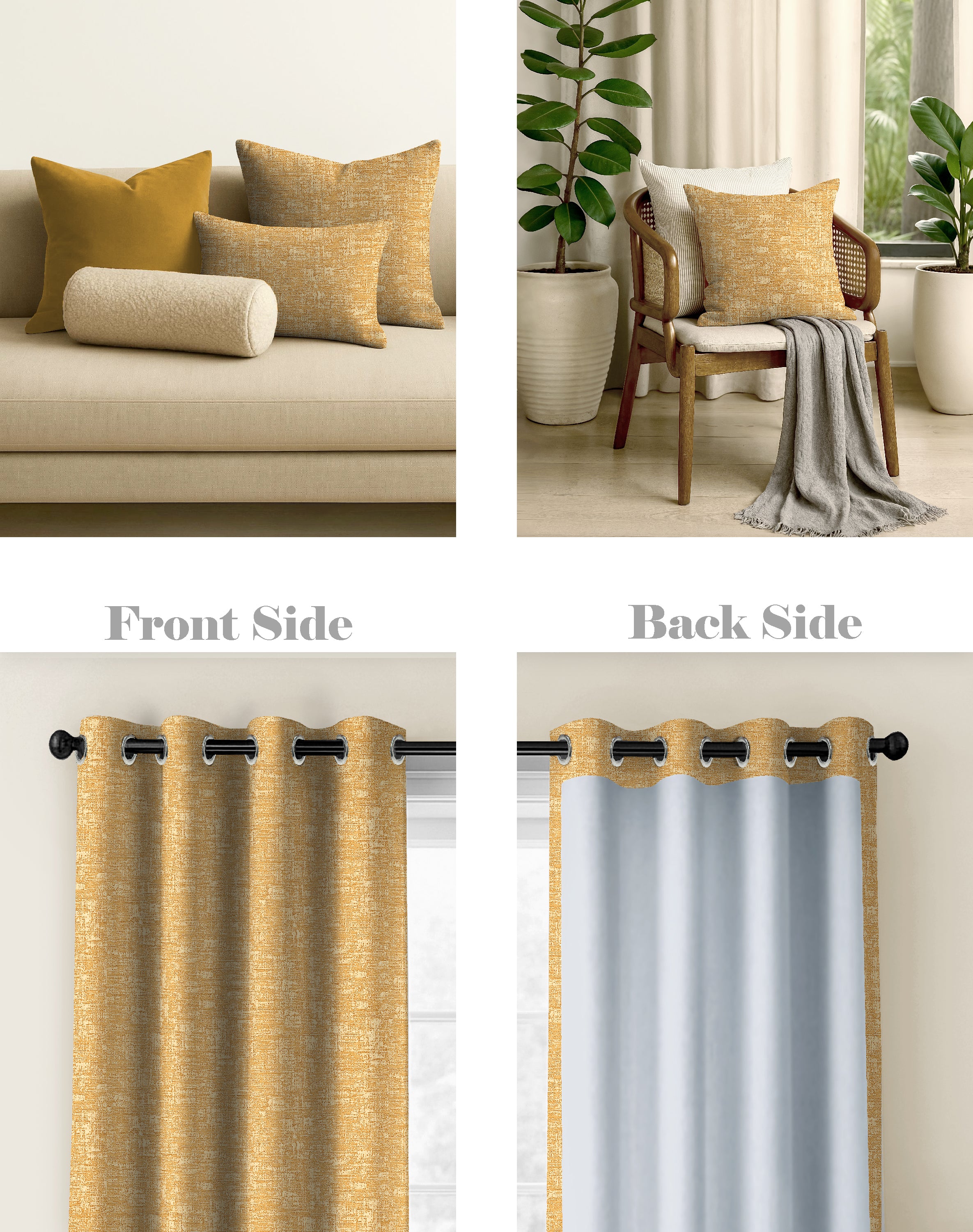 LIVA MUSTARD DIGITAL PRINTED BLACKOUT CURTAINS