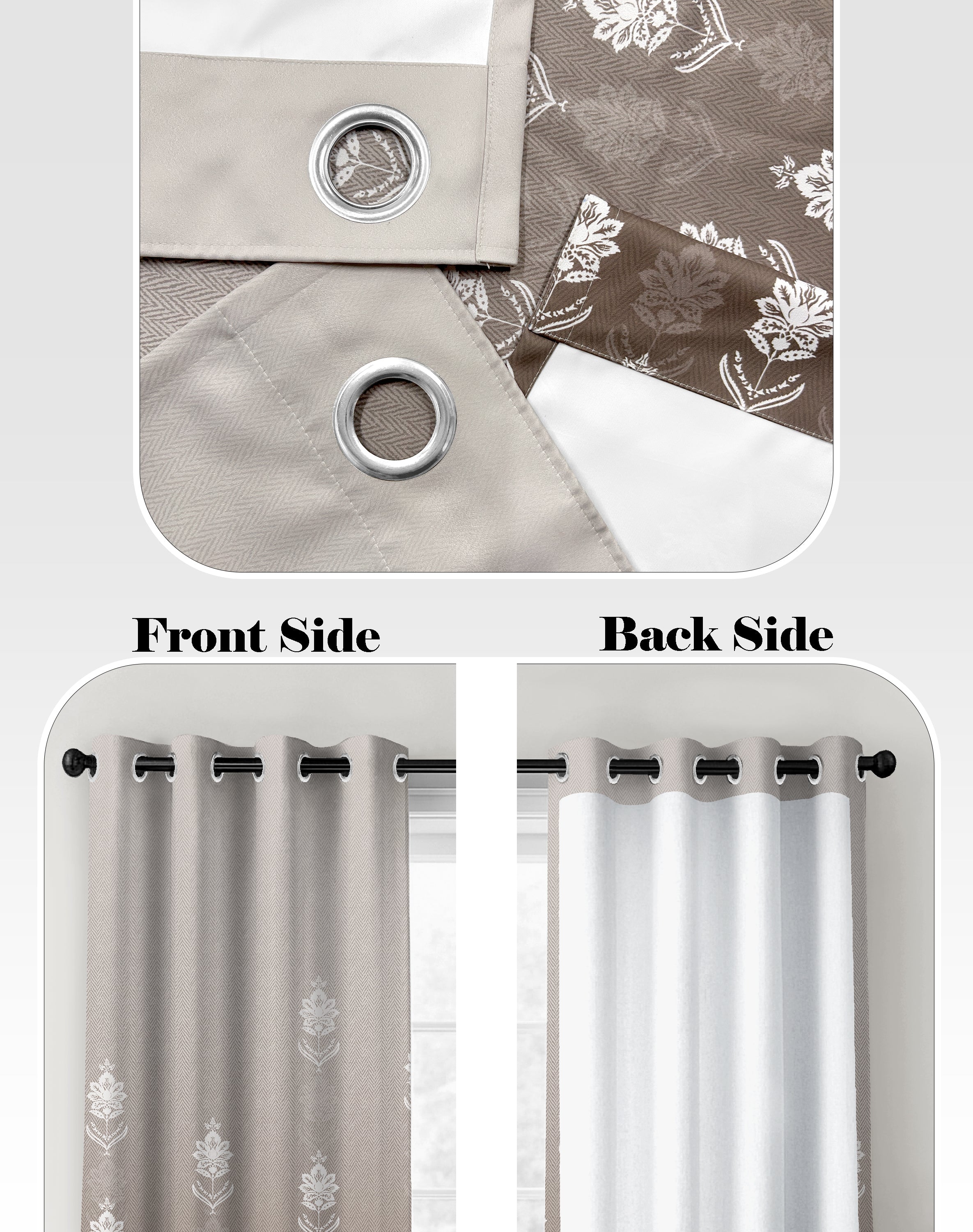 NAYRA TAUPE PRINTED ROOM DARKENING CURTAIN