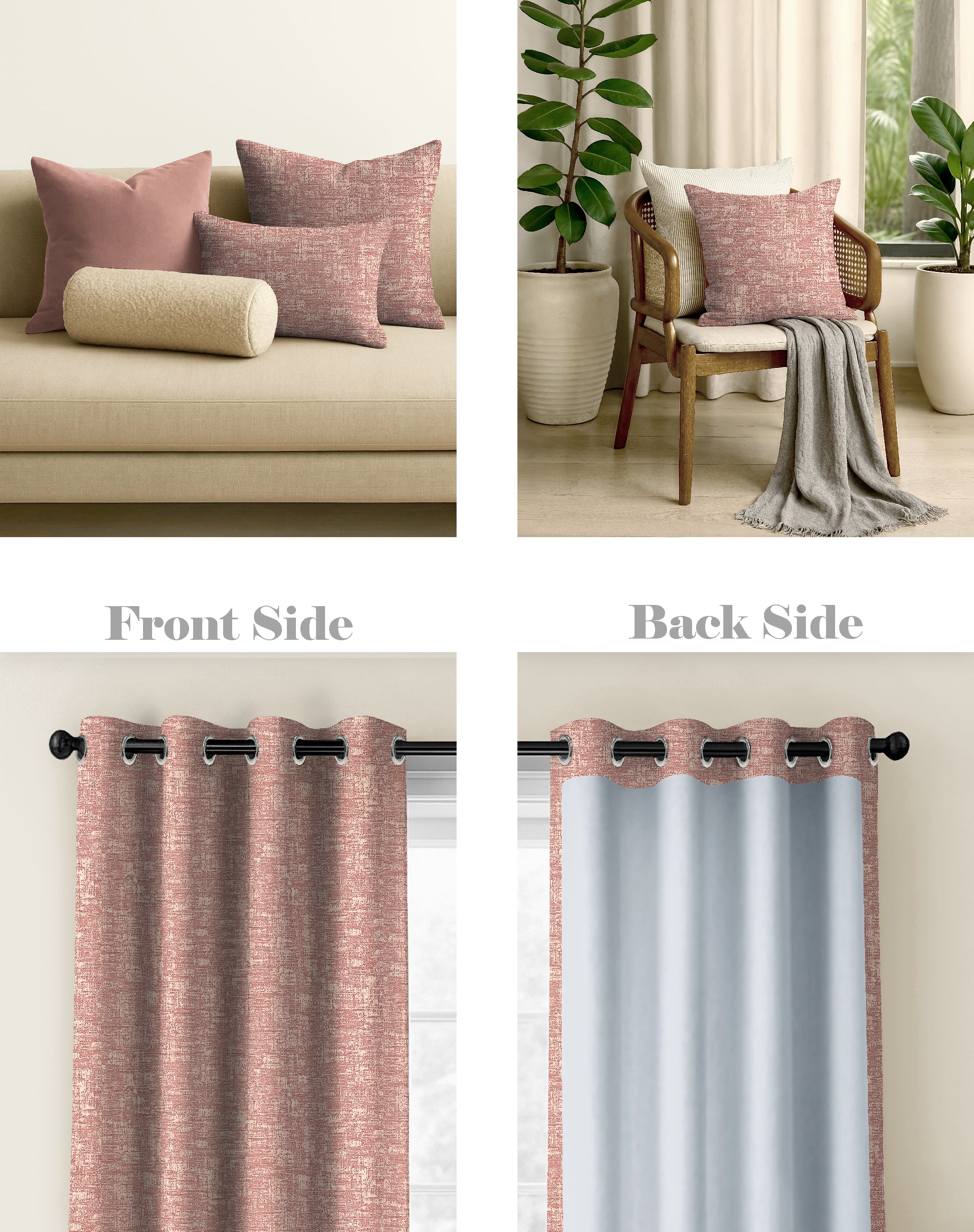 LIVA PEACH DIGITAL PRINTED BLACKOUT CURTAINS