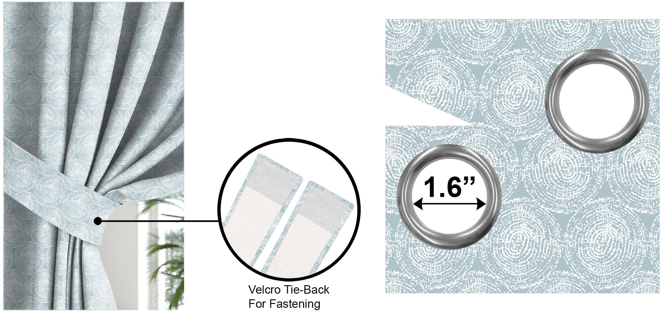 FUSION ICE BLUE PRINTED BLACKOUT CURTAIN