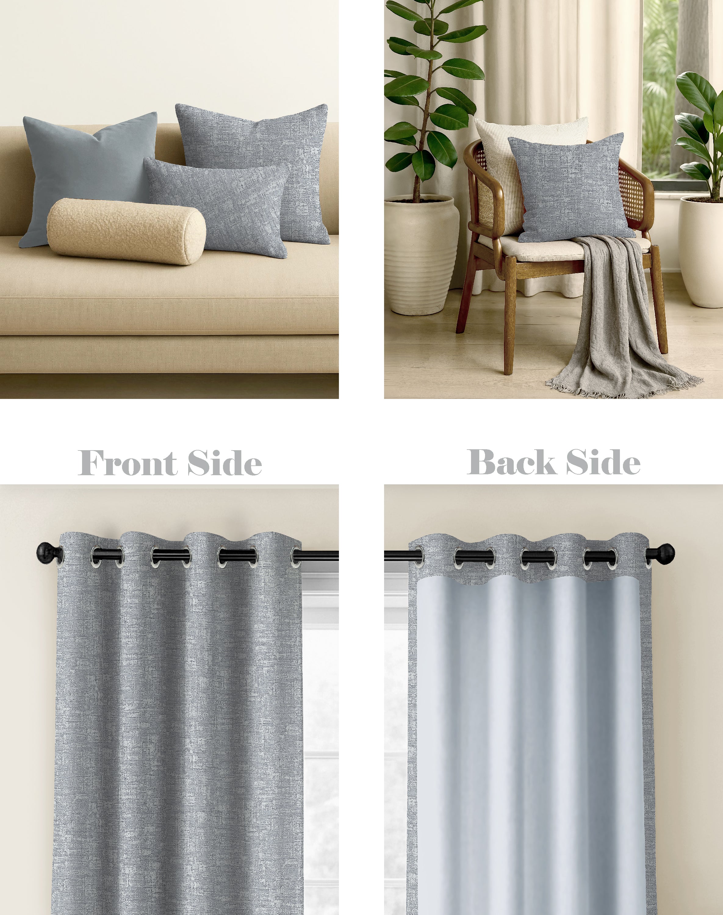 LIVA GREY DIGITAL PRINTED BLACKOUT CURTAINS