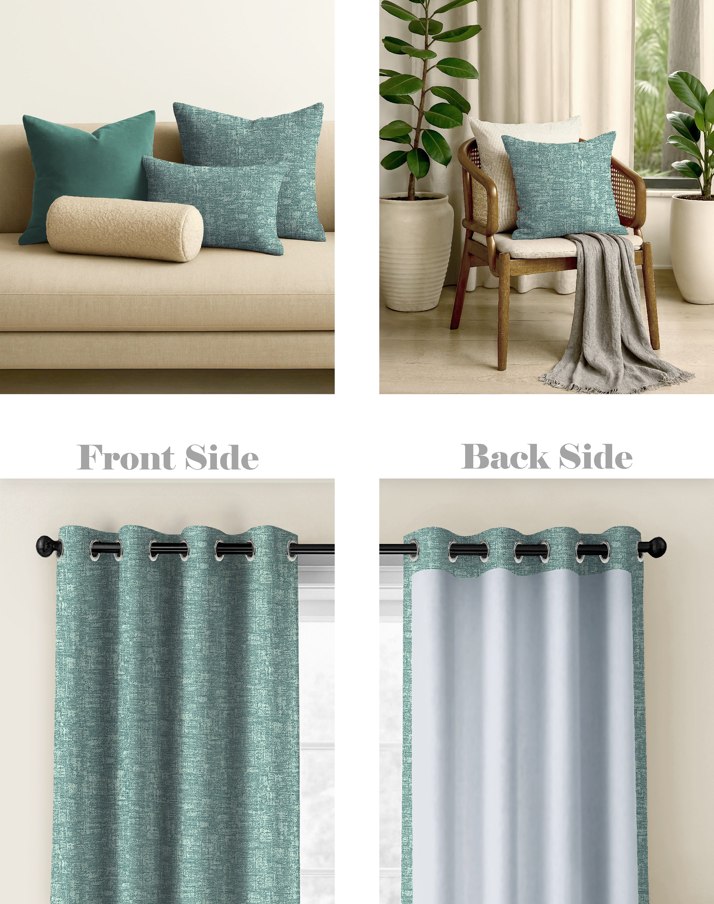 LIVA SEA GREEN DIGITAL PRINTED BLACKOUT CURTAINS