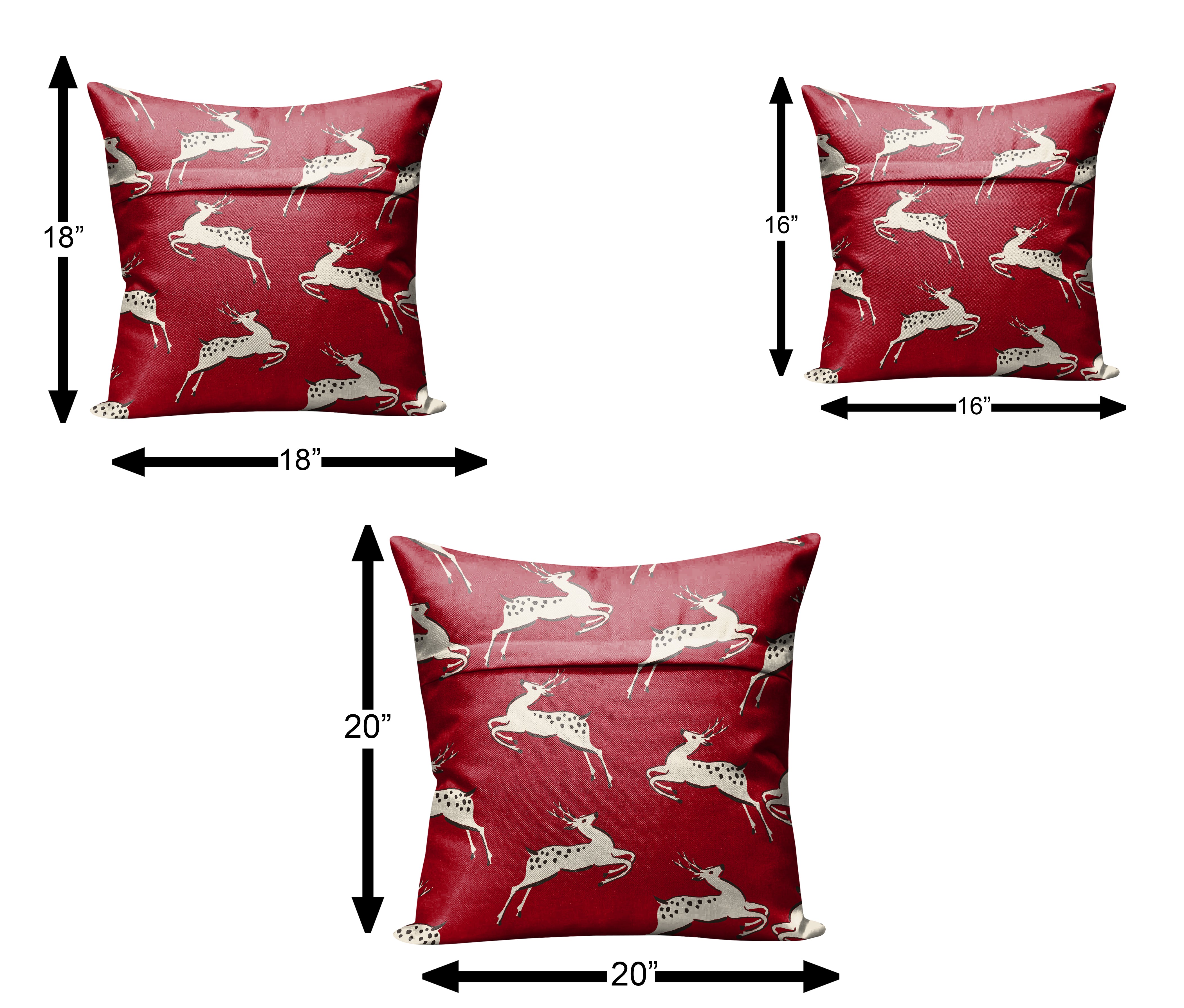 CHRISTMAS RUNNING DEER PATTERN CUSHION COVER (Pack of 2)