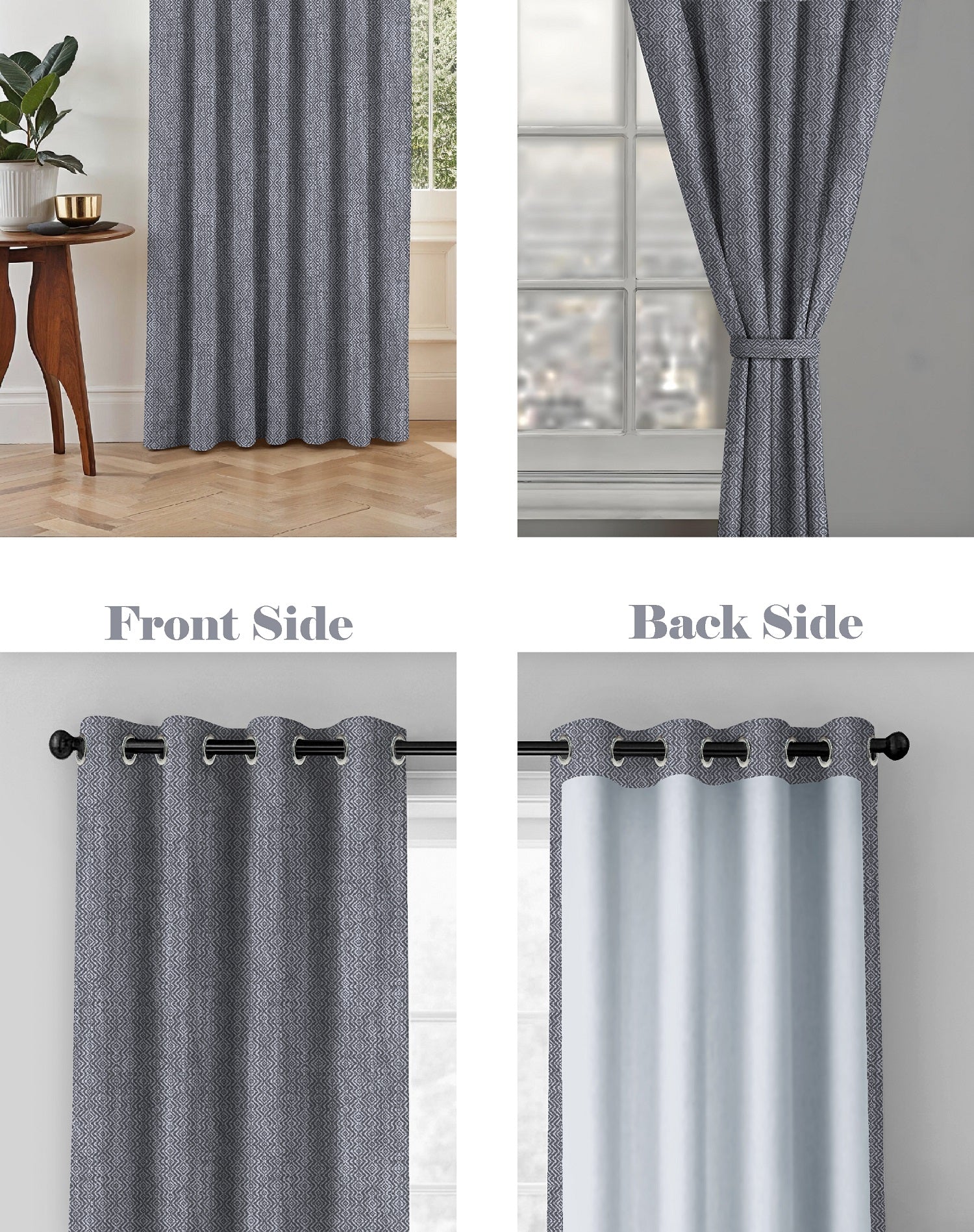 KOVO DARK GREY DIGITAL PRINTED BLACKOUT CURTAINS