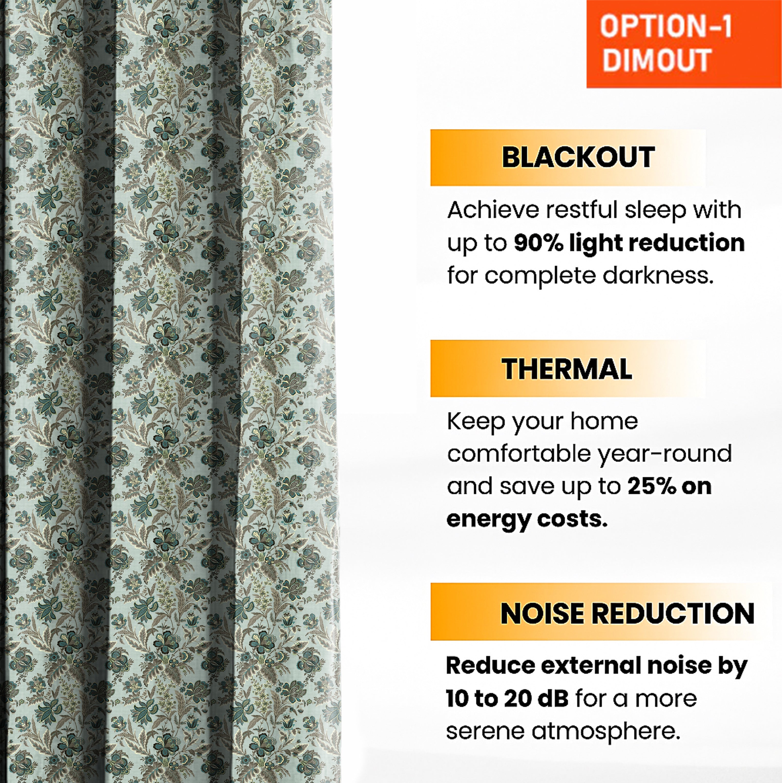 CALVIA GREEN PRINTED BLACKOUT CURTAIN